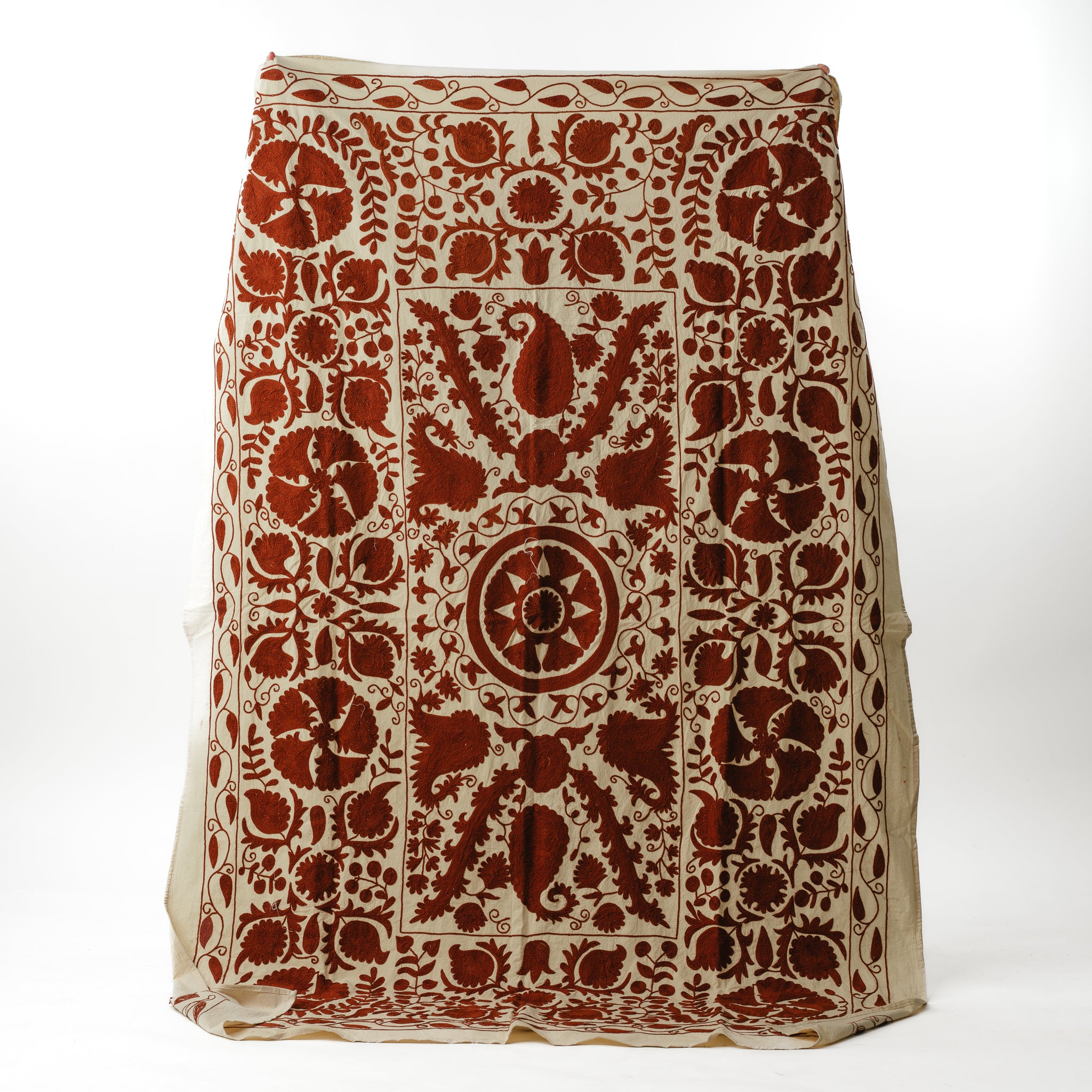 Suzani Bedcover Handwoven Silk Solids