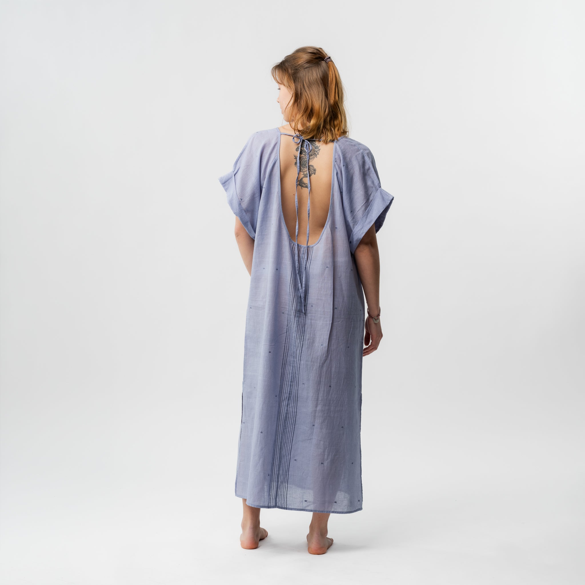 Backless Handloomed Cotton Kaftan
