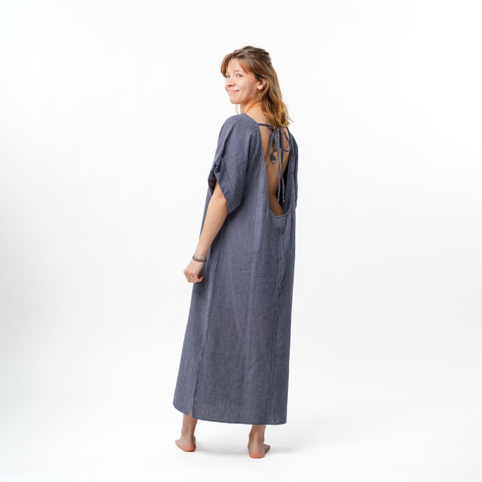 Backless Handloomed Cotton Kaftan