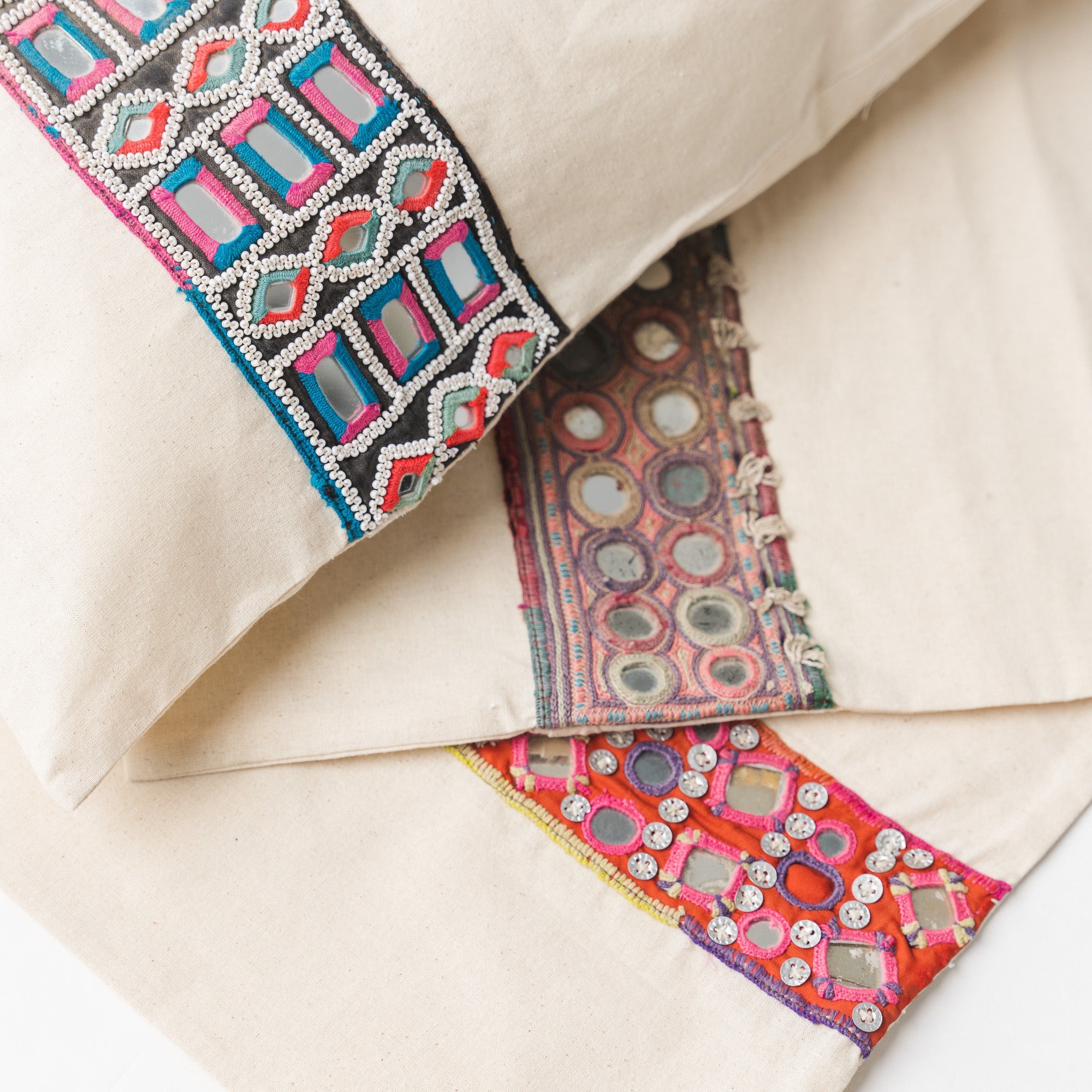 bespoke pillows with vintage Rajasthan trims
