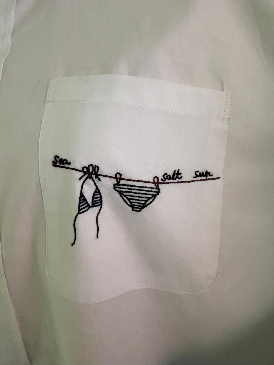 Embroidered White Shirt Dress SM