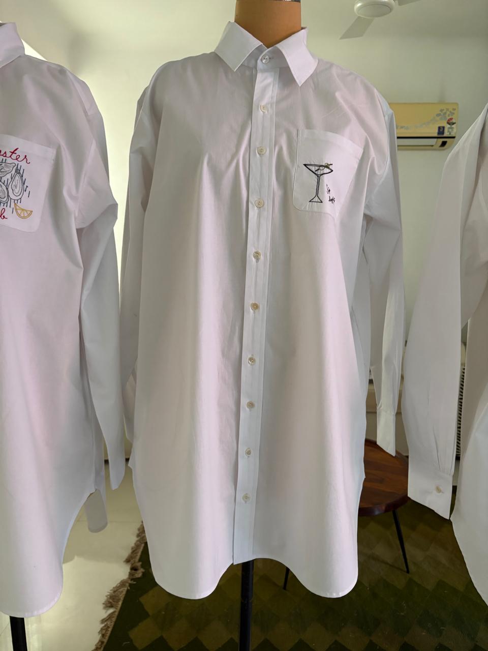 Embroidered White Shirt Dress