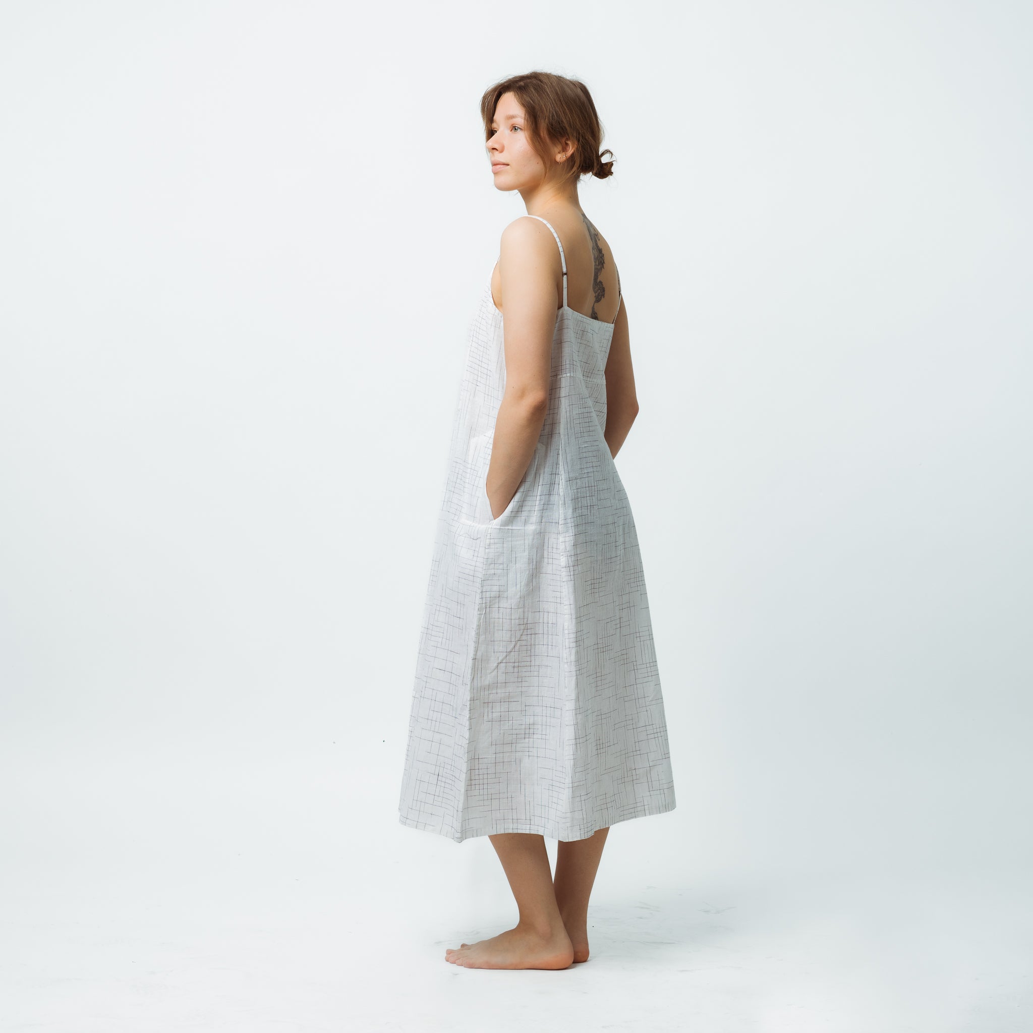 Hand Loomed Cotton Halter Dress with Pockets