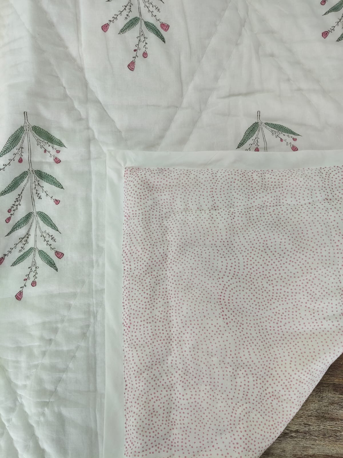 Hand Printed Flowering Vine Bedcover King