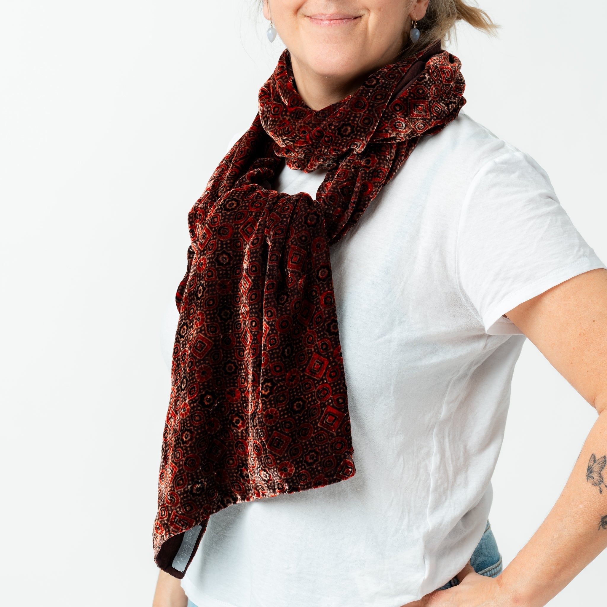 Hand Printed Velvet Scarf