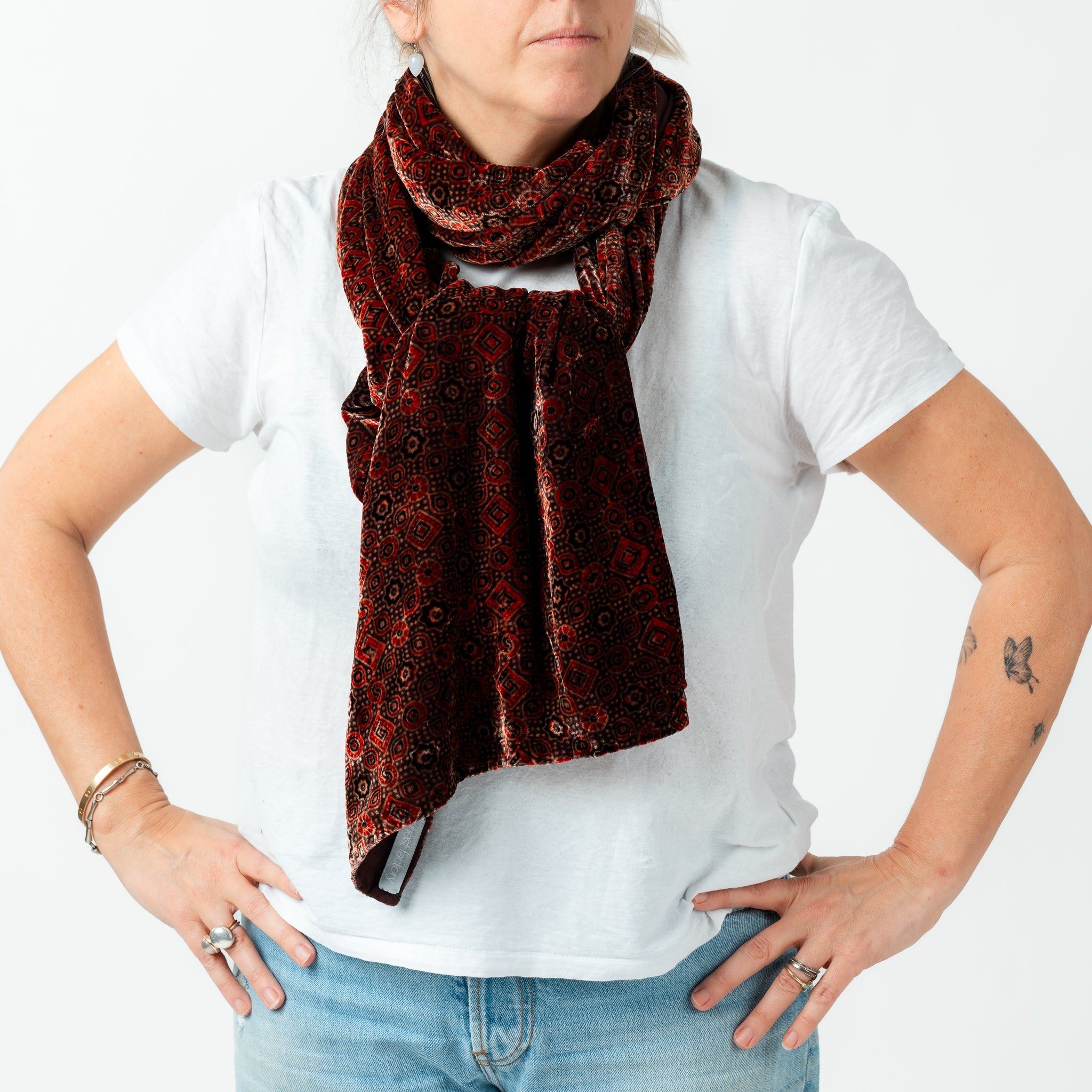 Hand Printed Velvet Scarf