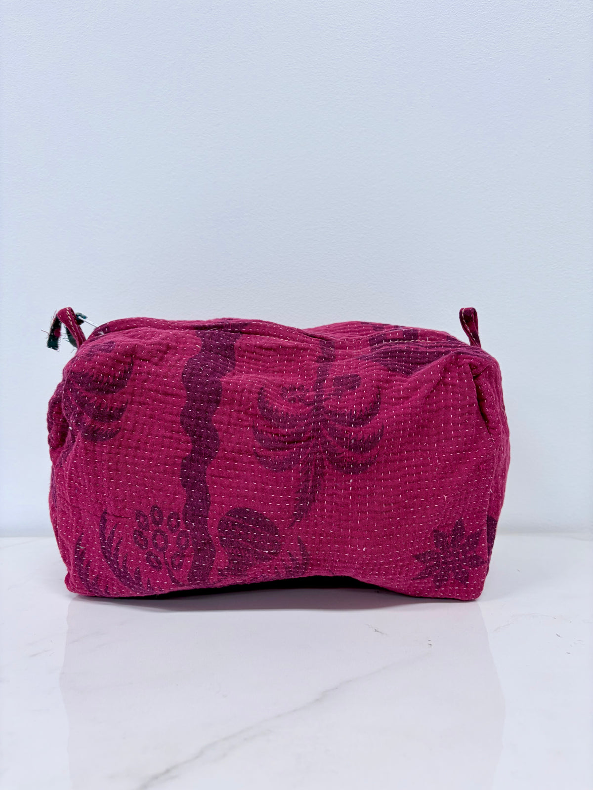 Vintage Kantha Toiletry Pouch Red Palm