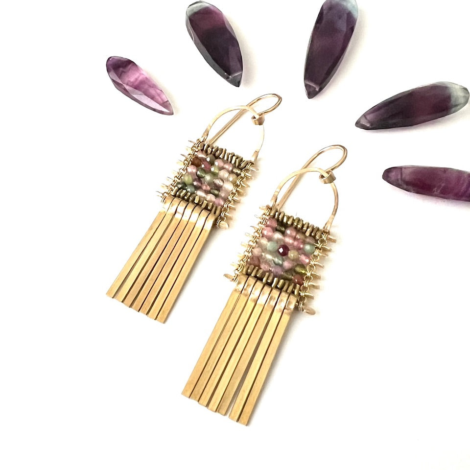 Minima Tapestry Tourmaline Earrings