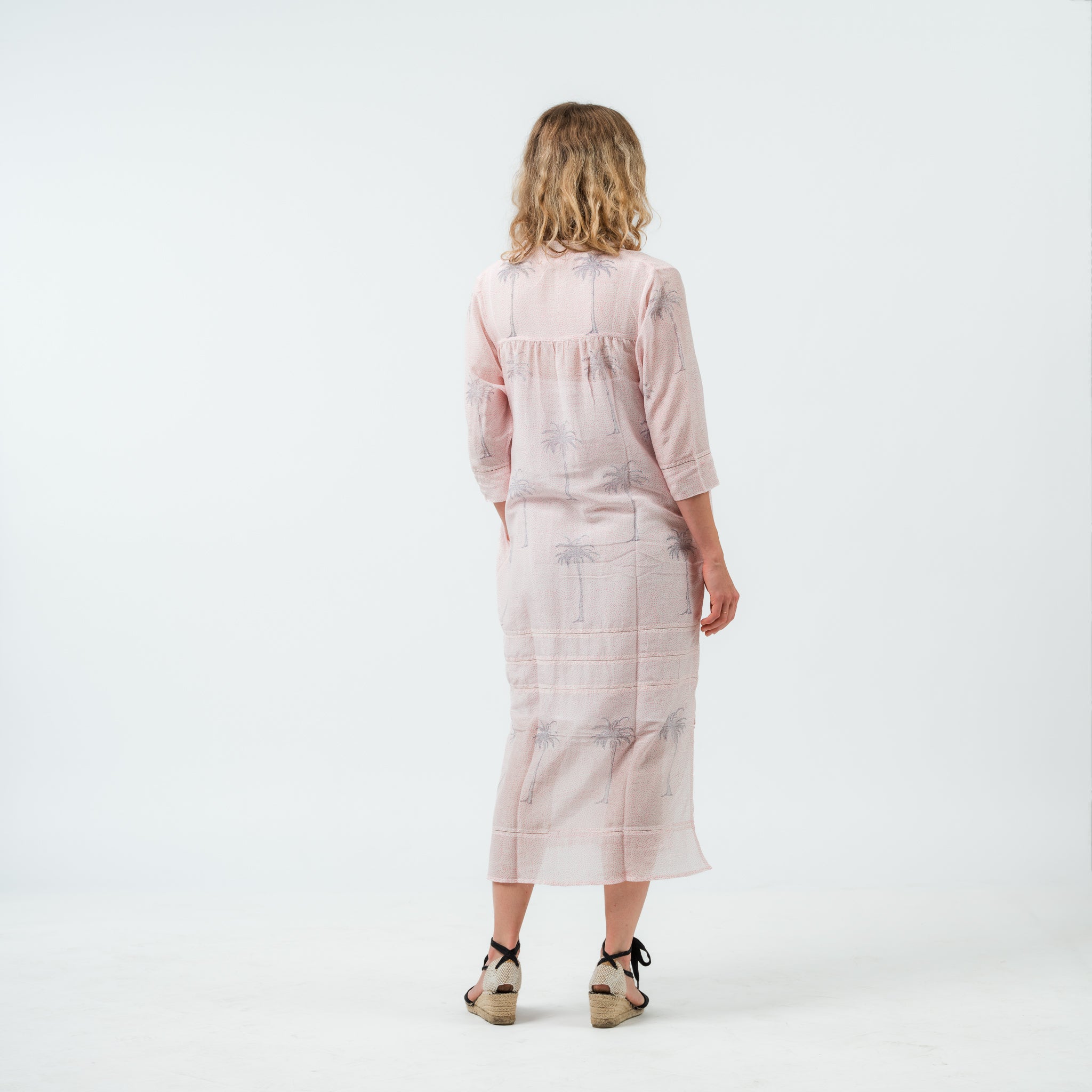 Palm Tree Silk Cotton Slip Dress