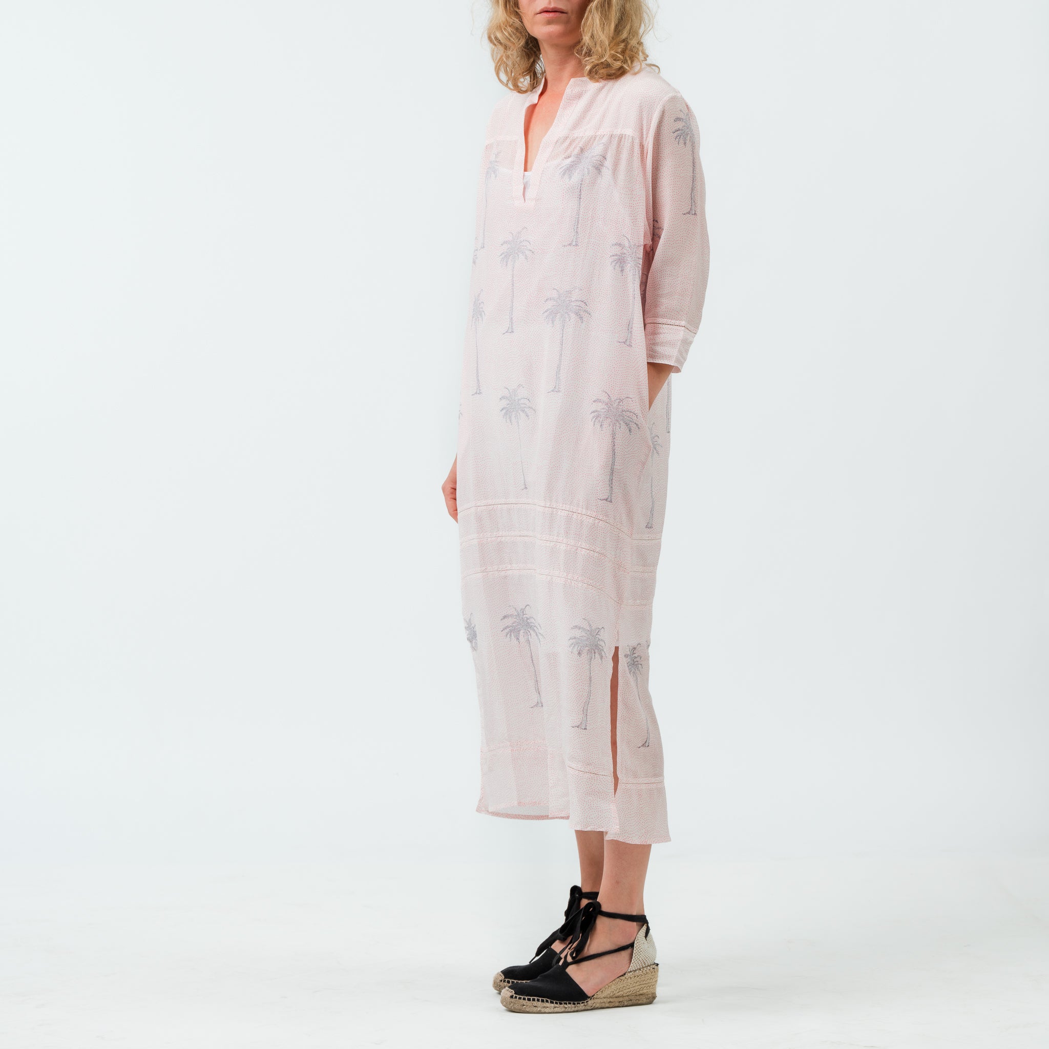 Palm Tree Silk Cotton Slip Dress