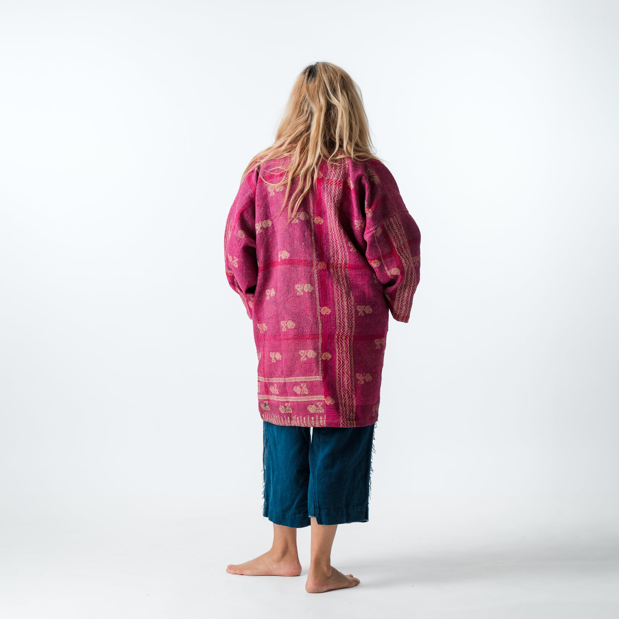 Reversible Vintage Kantha Coat Pink
