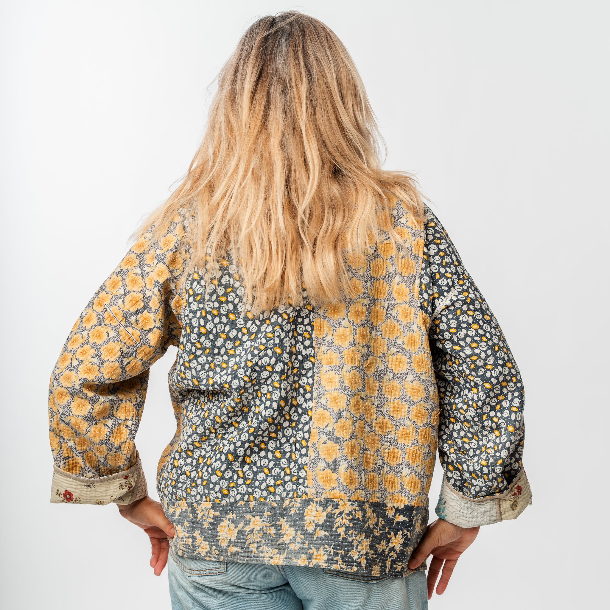 Reversible Vintage Kantha Kimono Coat 10