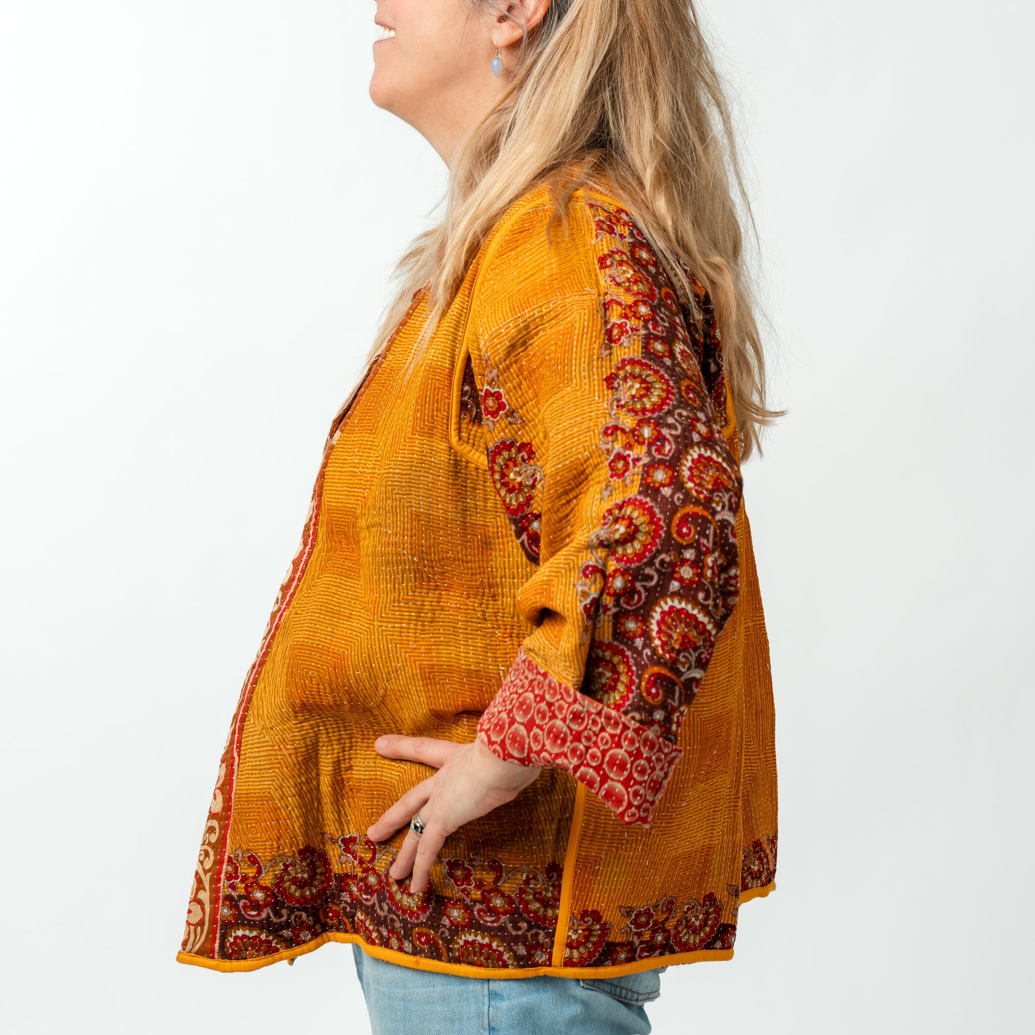 Reversible Vintage Kantha Kimono Coat 10