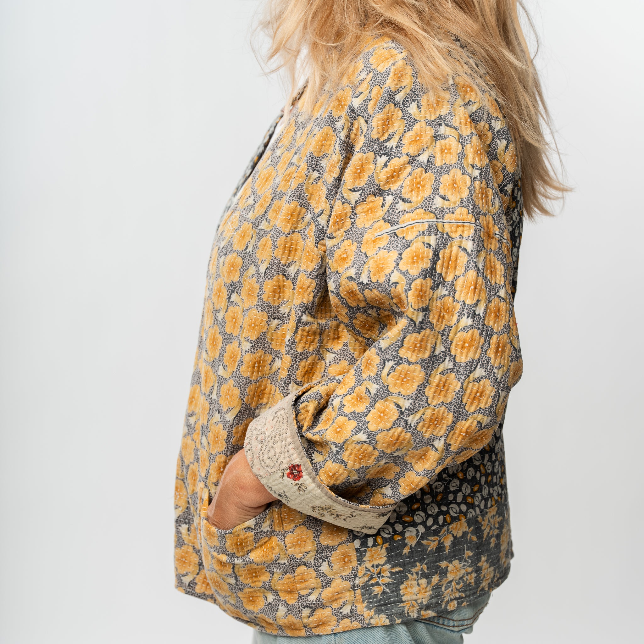 Reversible Vintage Kantha Kimono Coat 10