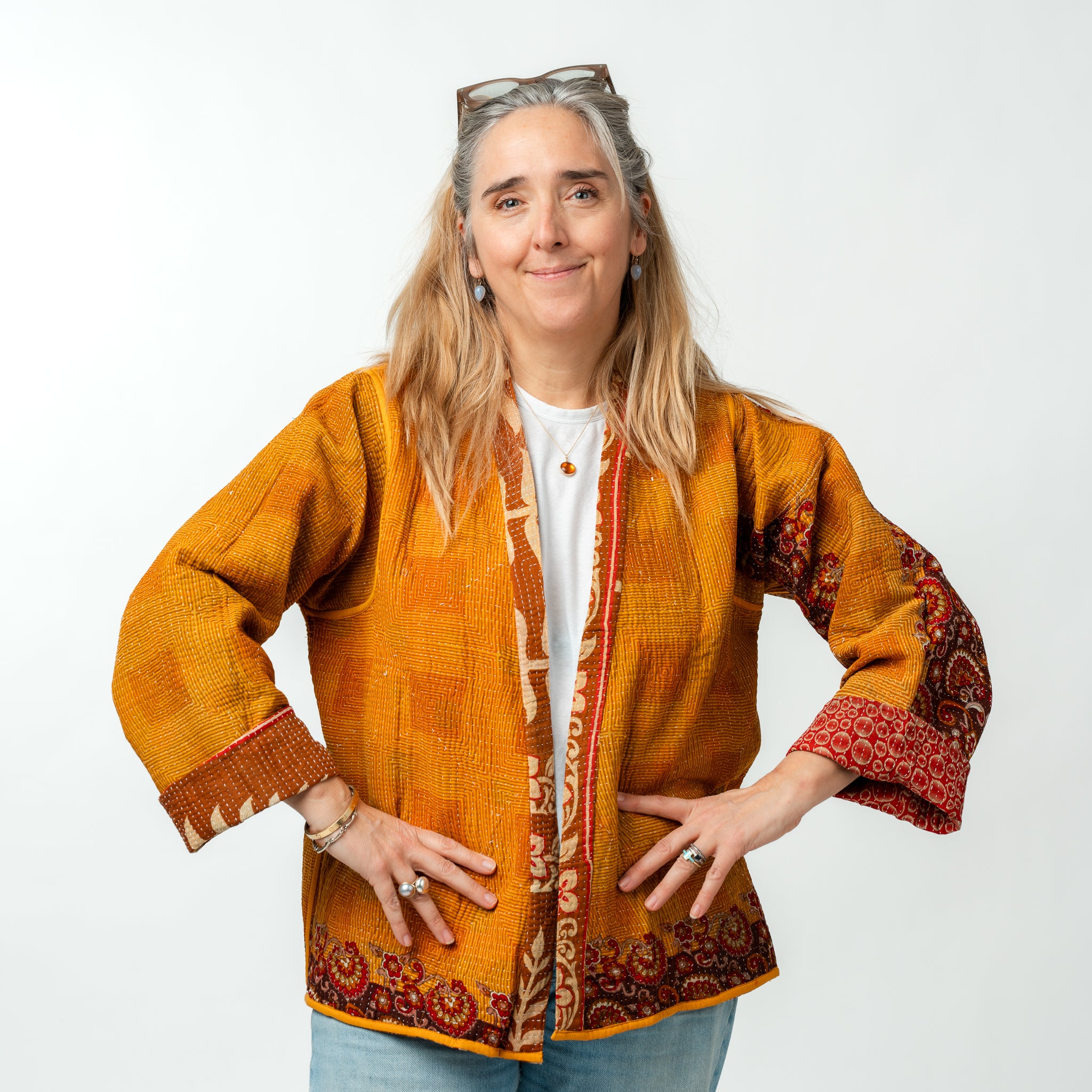 Reversible Vintage Kantha Kimono Coat 10