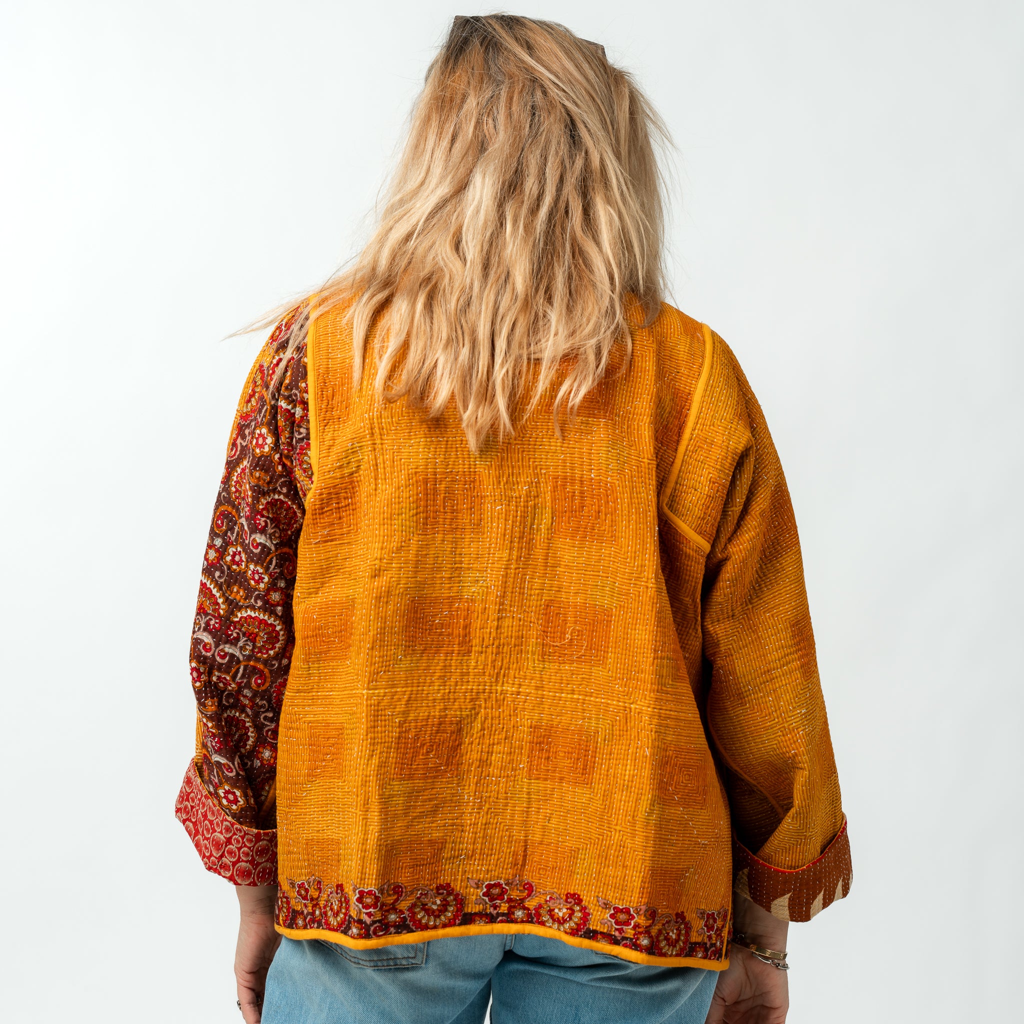Reversible Vintage Kantha Kimono Coat 10