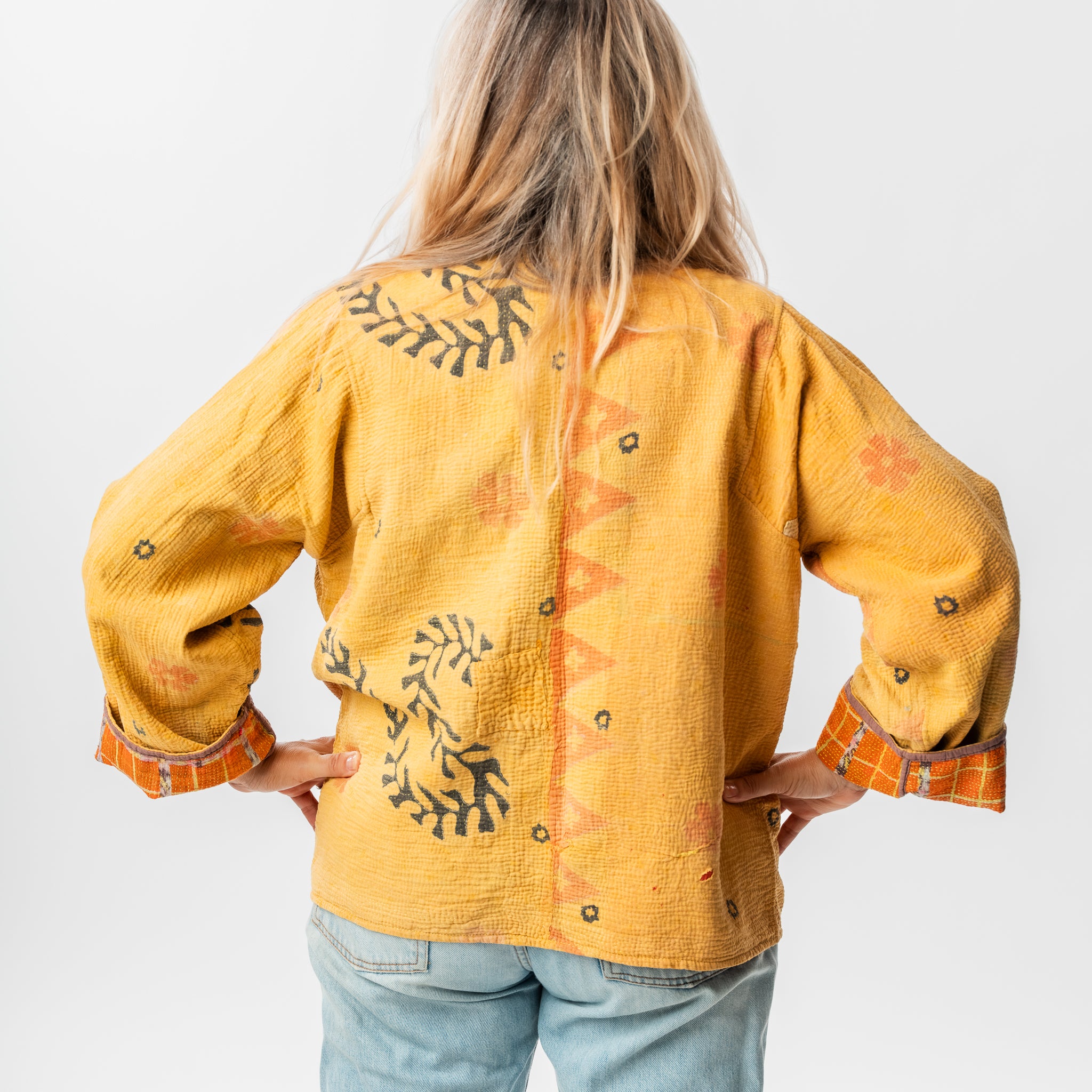 Reversible Vintage Kantha Kimono Coat 11