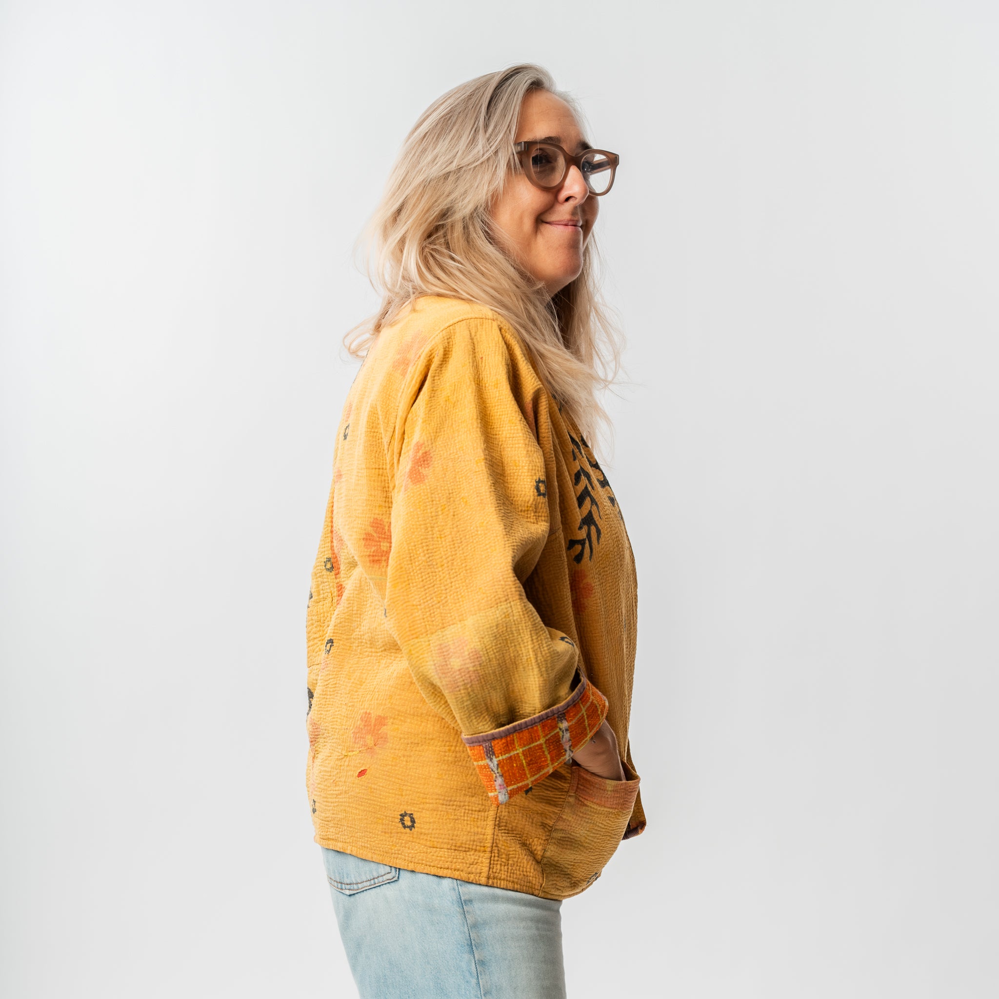 Reversible Vintage Kantha Kimono Coat 11