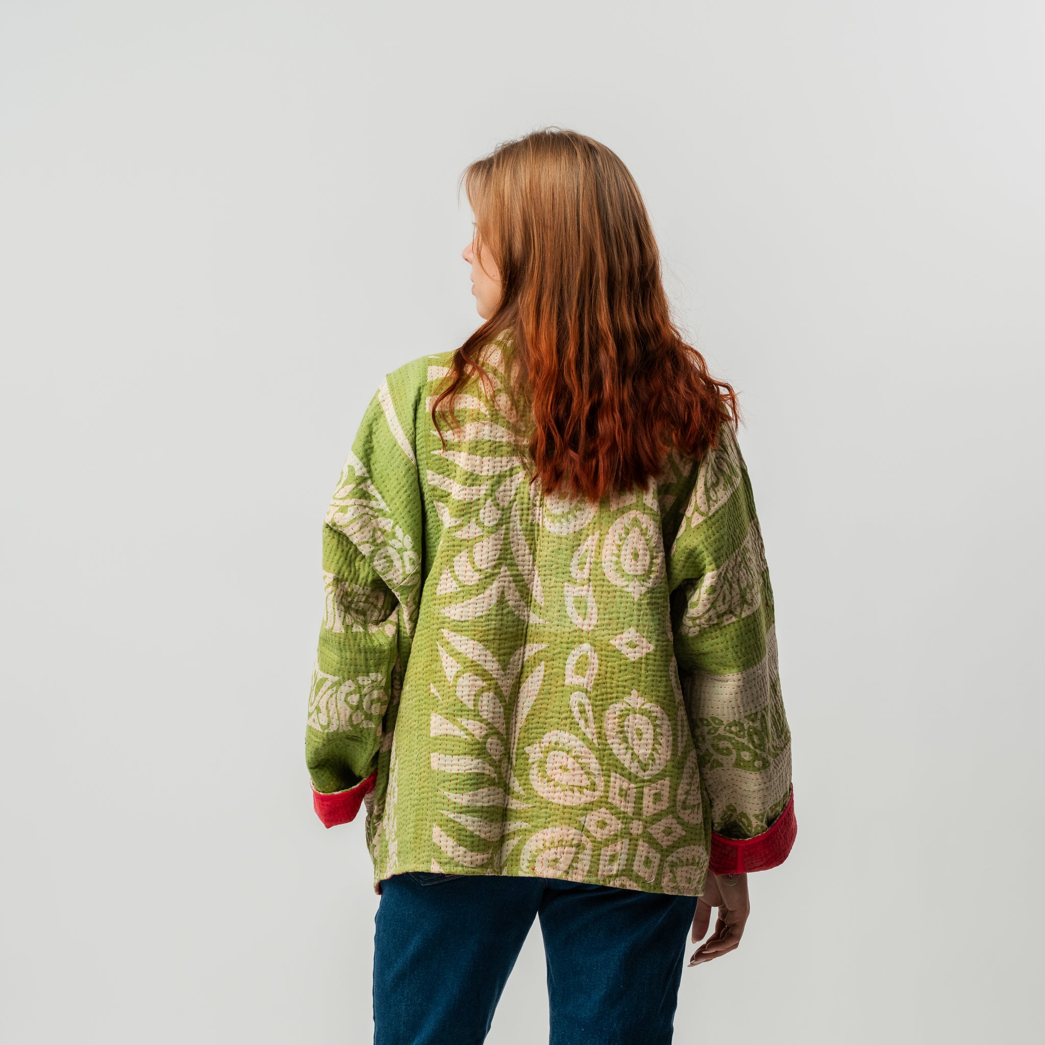 Reversible Vintage Kantha Kimono Coat 13