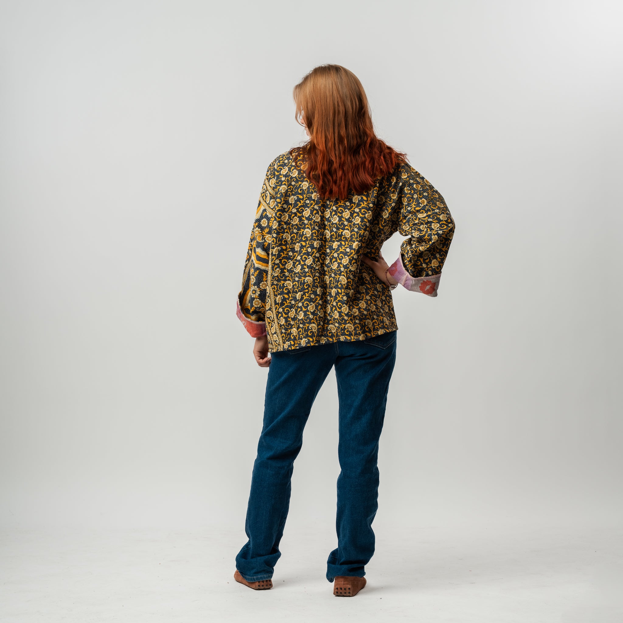 Reversible Vintage Kantha Kimono Coat 15