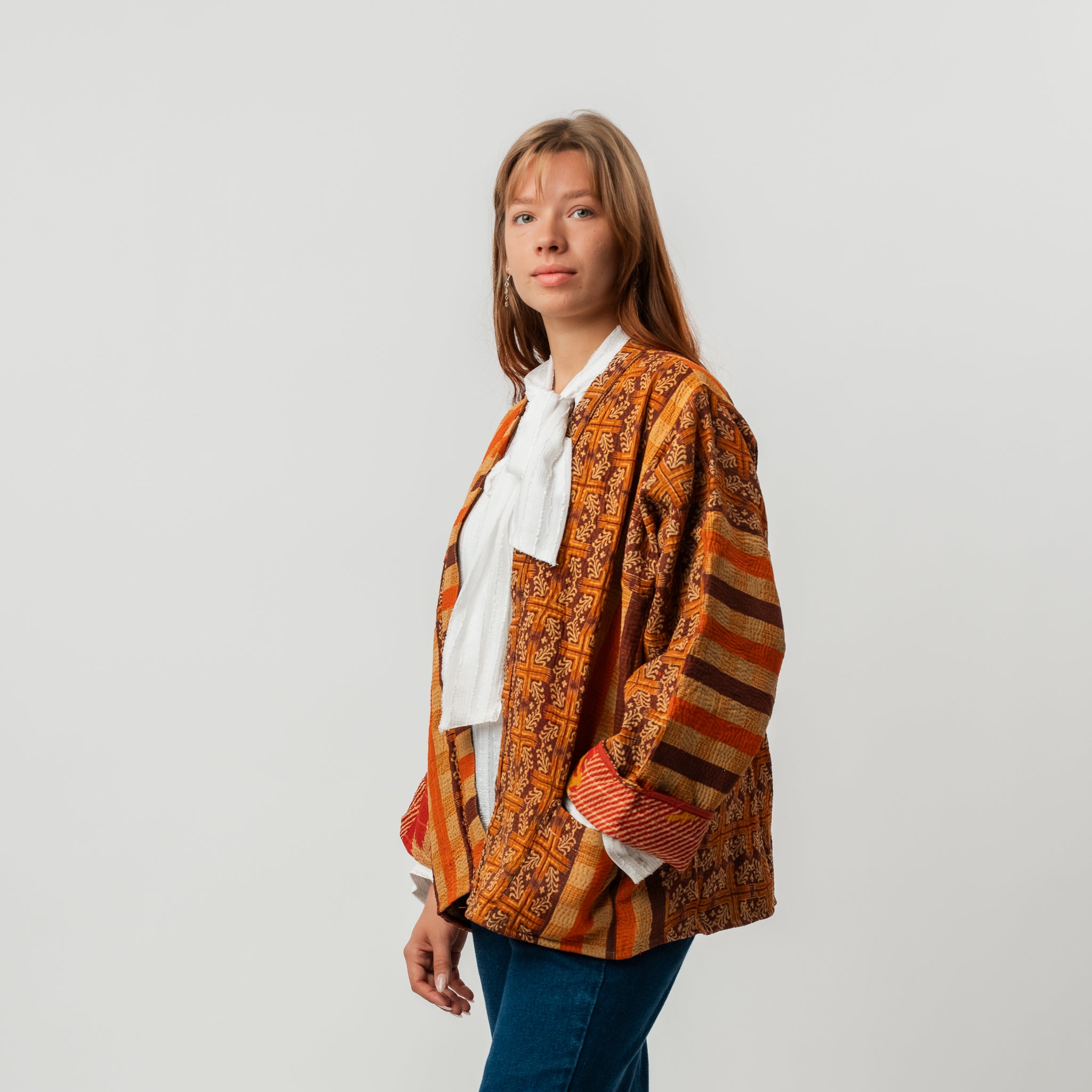 Reversible Vintage Kantha Kimono Coat 21