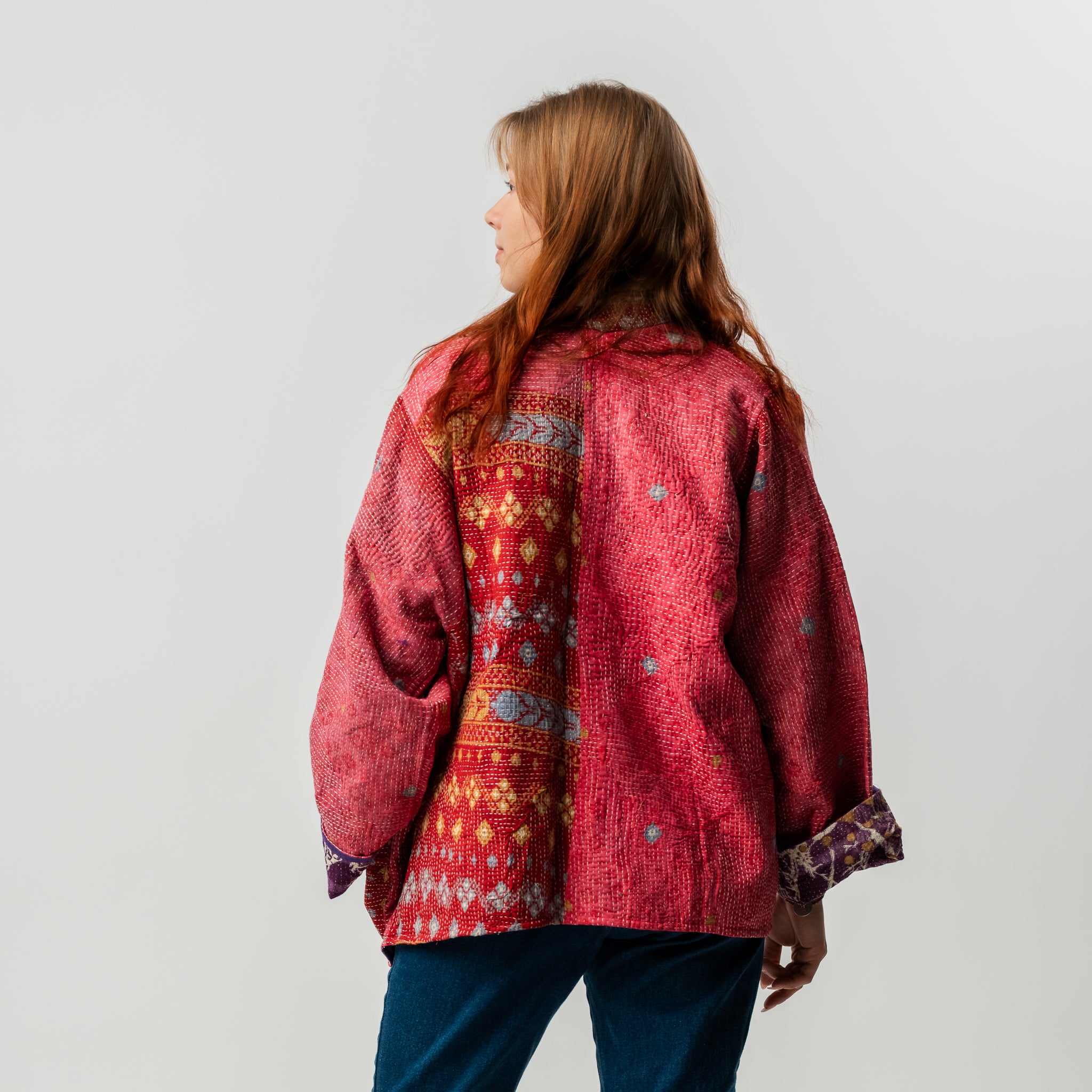 Reversible Vintage Kantha Kimono Coat 4