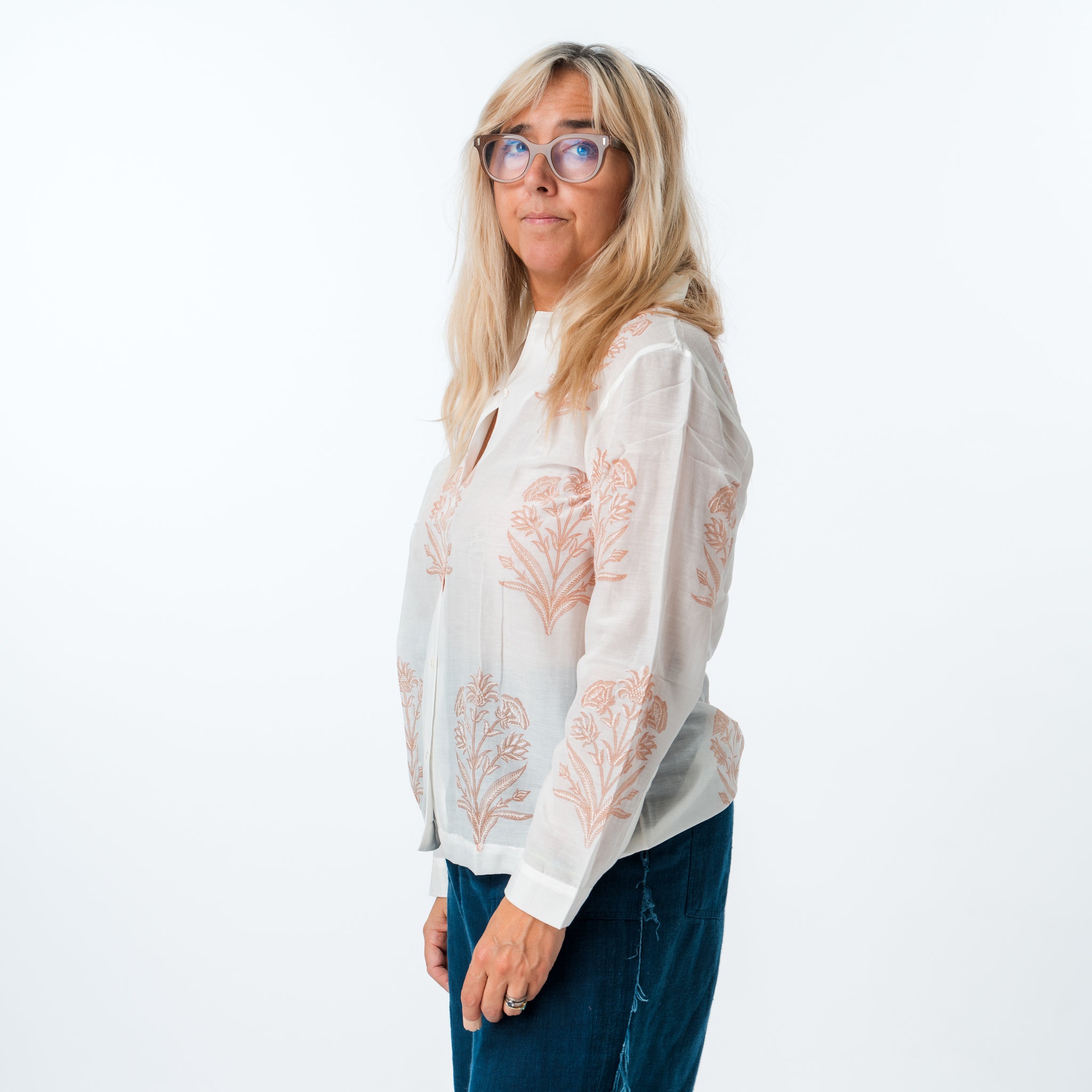 Silk Bouquet Blouse Pink