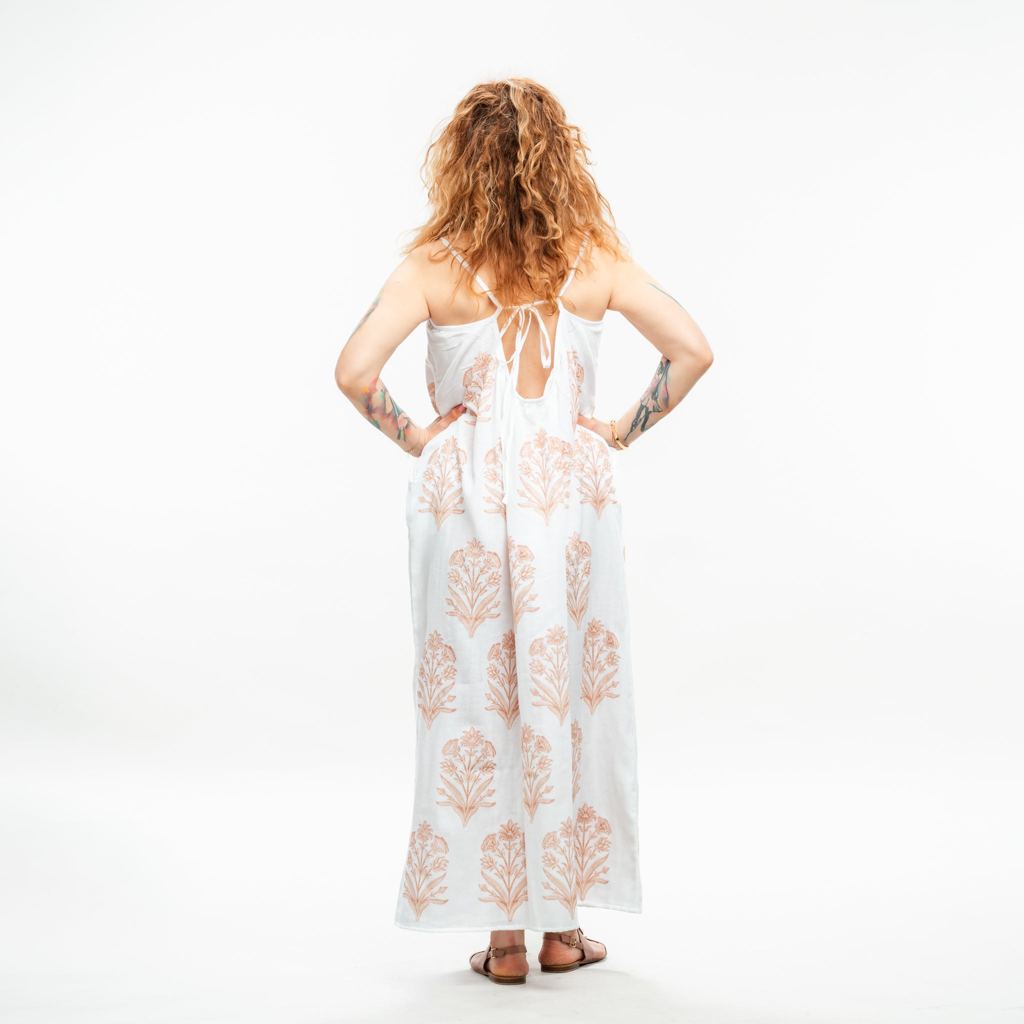 Spaghetti Strap Quilted Cotton Maxi