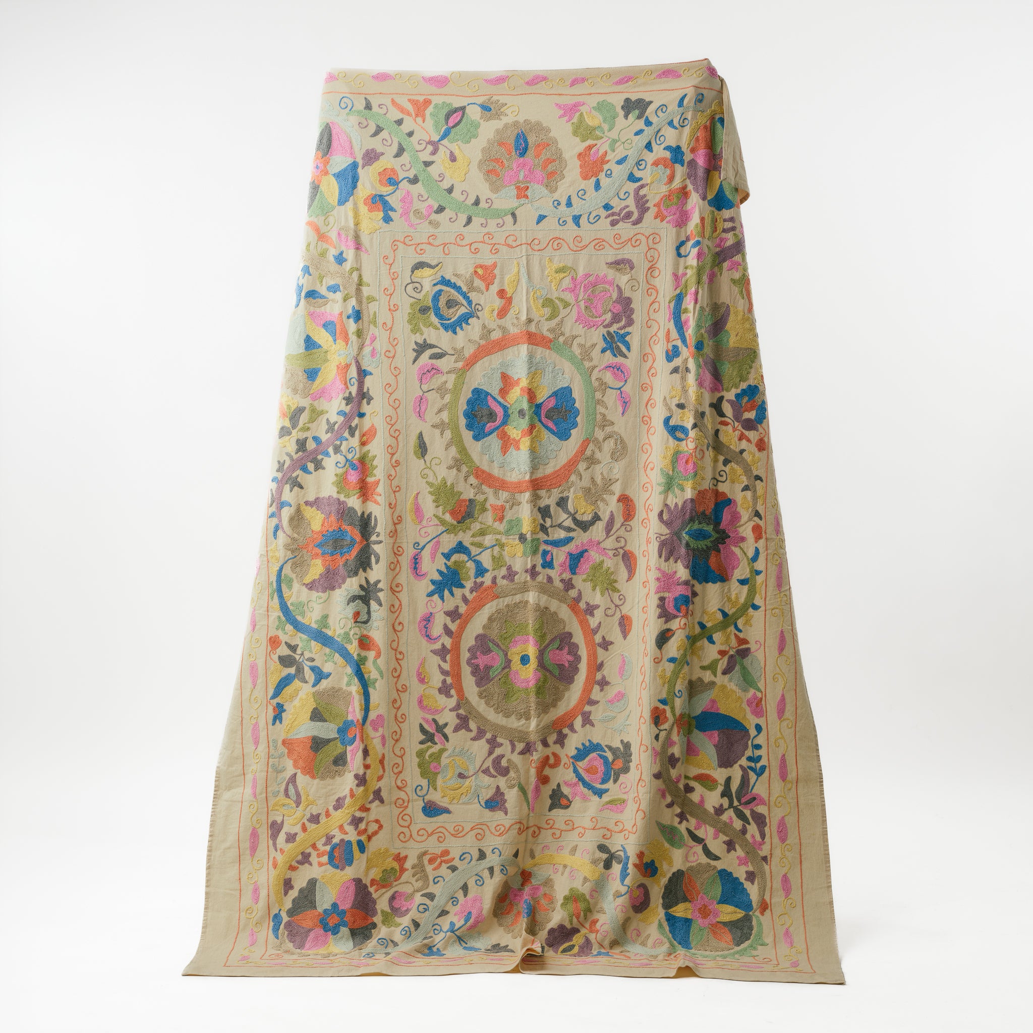 Suzani Bedcover Handwoven Silk Floral