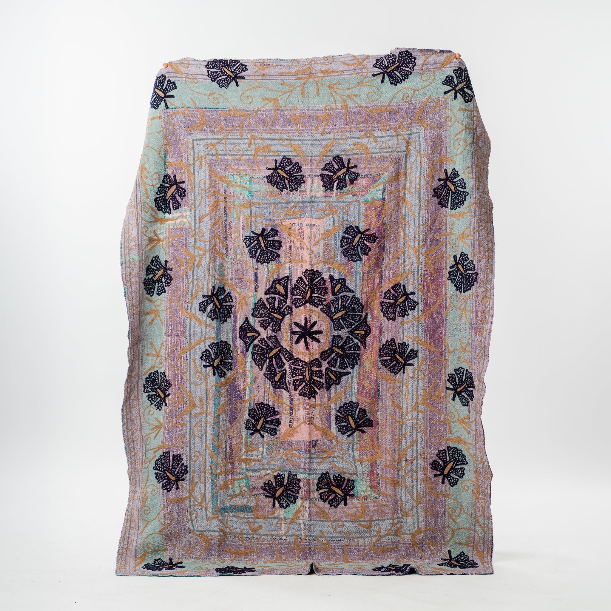Suzani Bedcover on Vintage Kantha 1