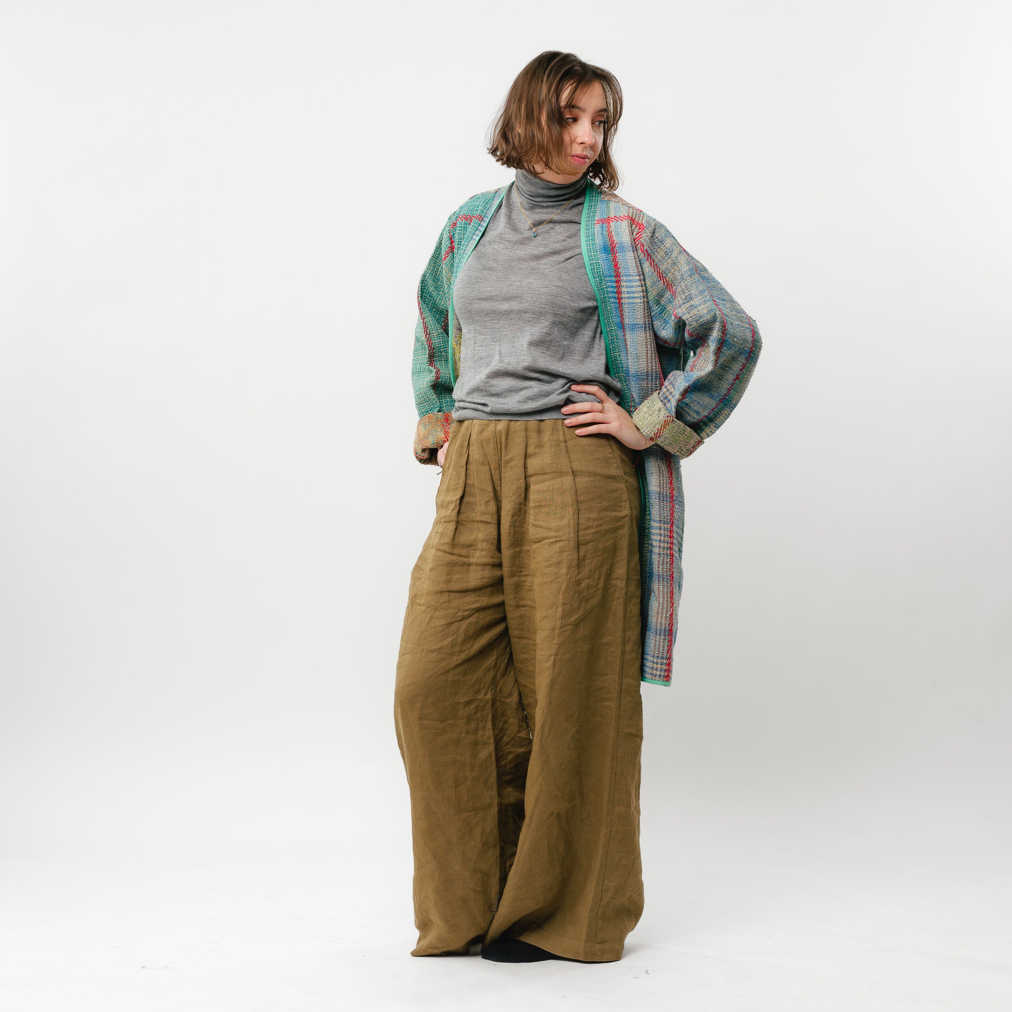 Vintage Kantha Coat Long-8