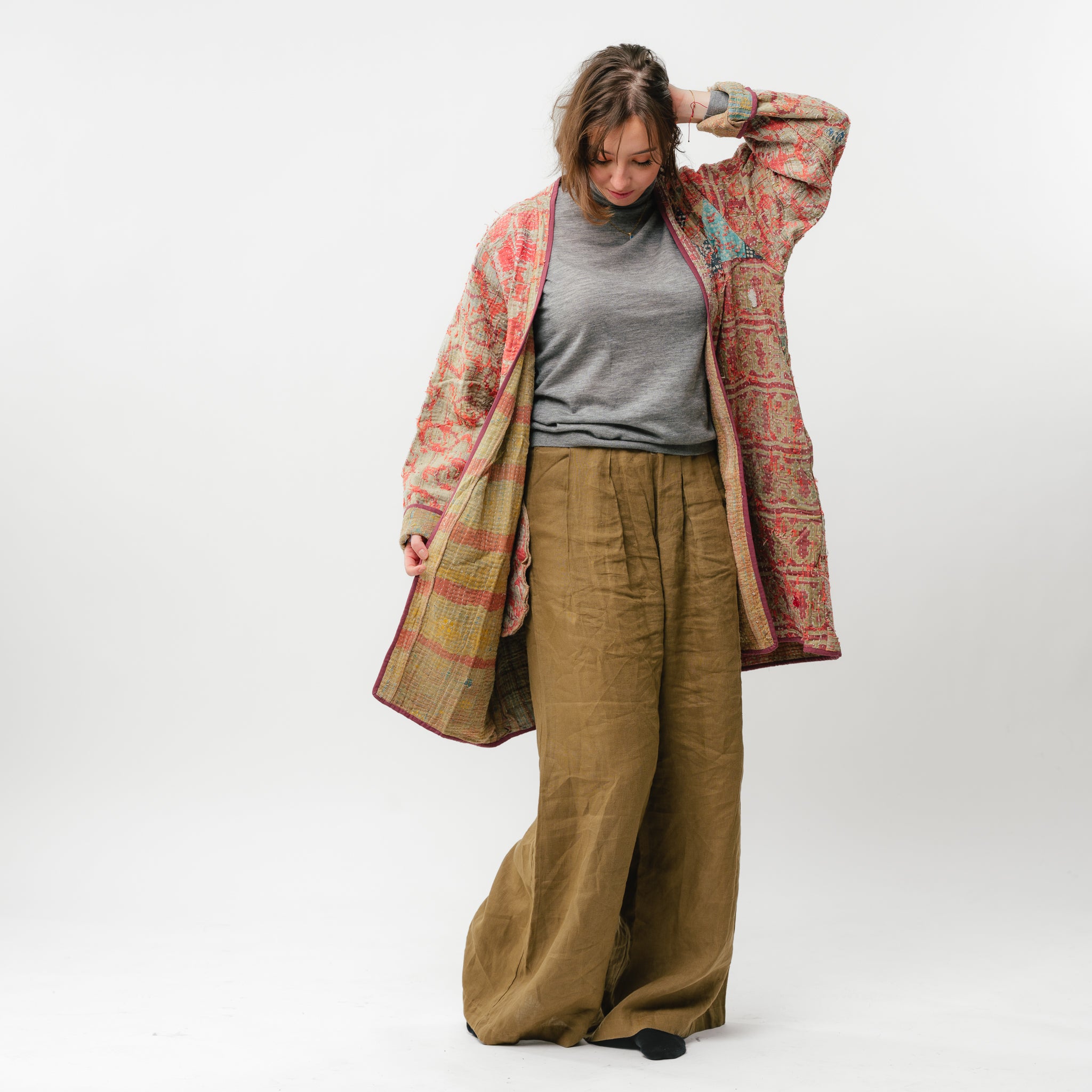 Vintage Kantha Coat Long-6