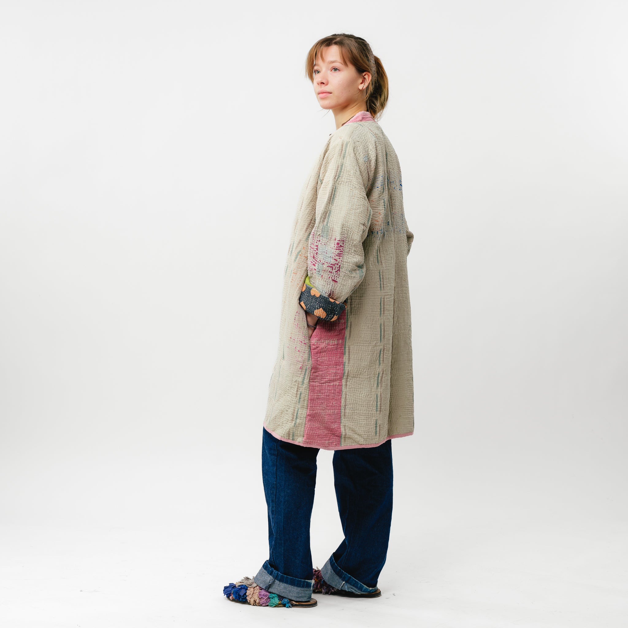 Vintage Kantha Coat Long-4