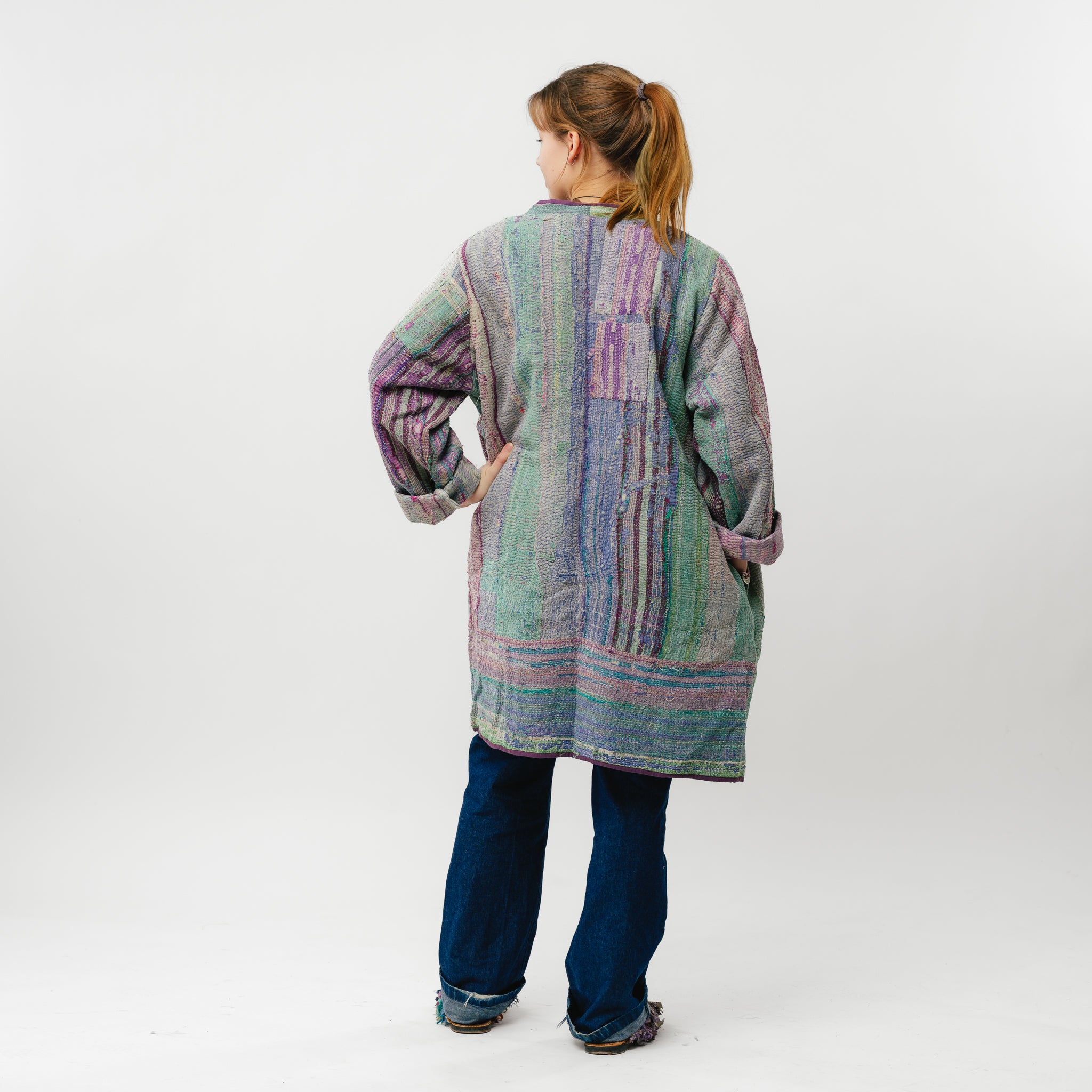 Vintage Kantha Coat Long-7