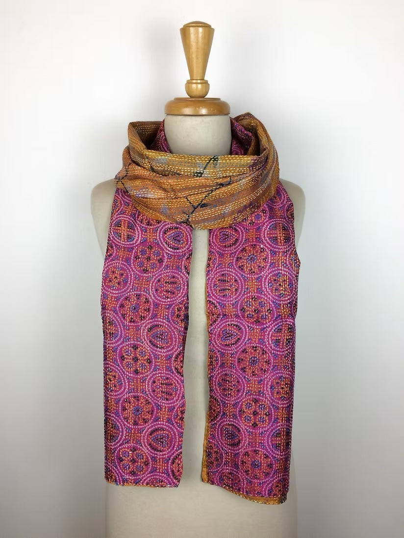 Upcycled Silk Saris Scarf Pink