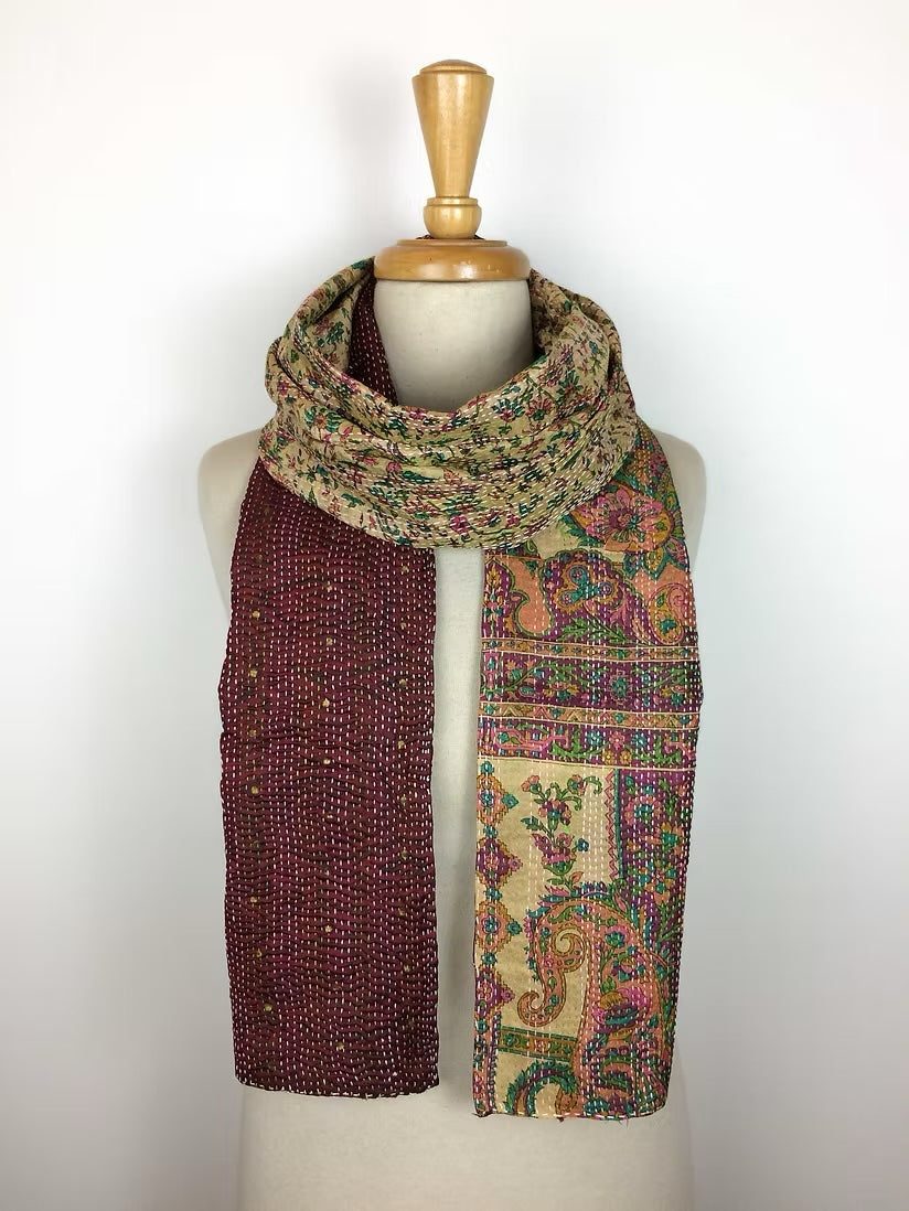 Upcycled Silk Saris Scarf Purples