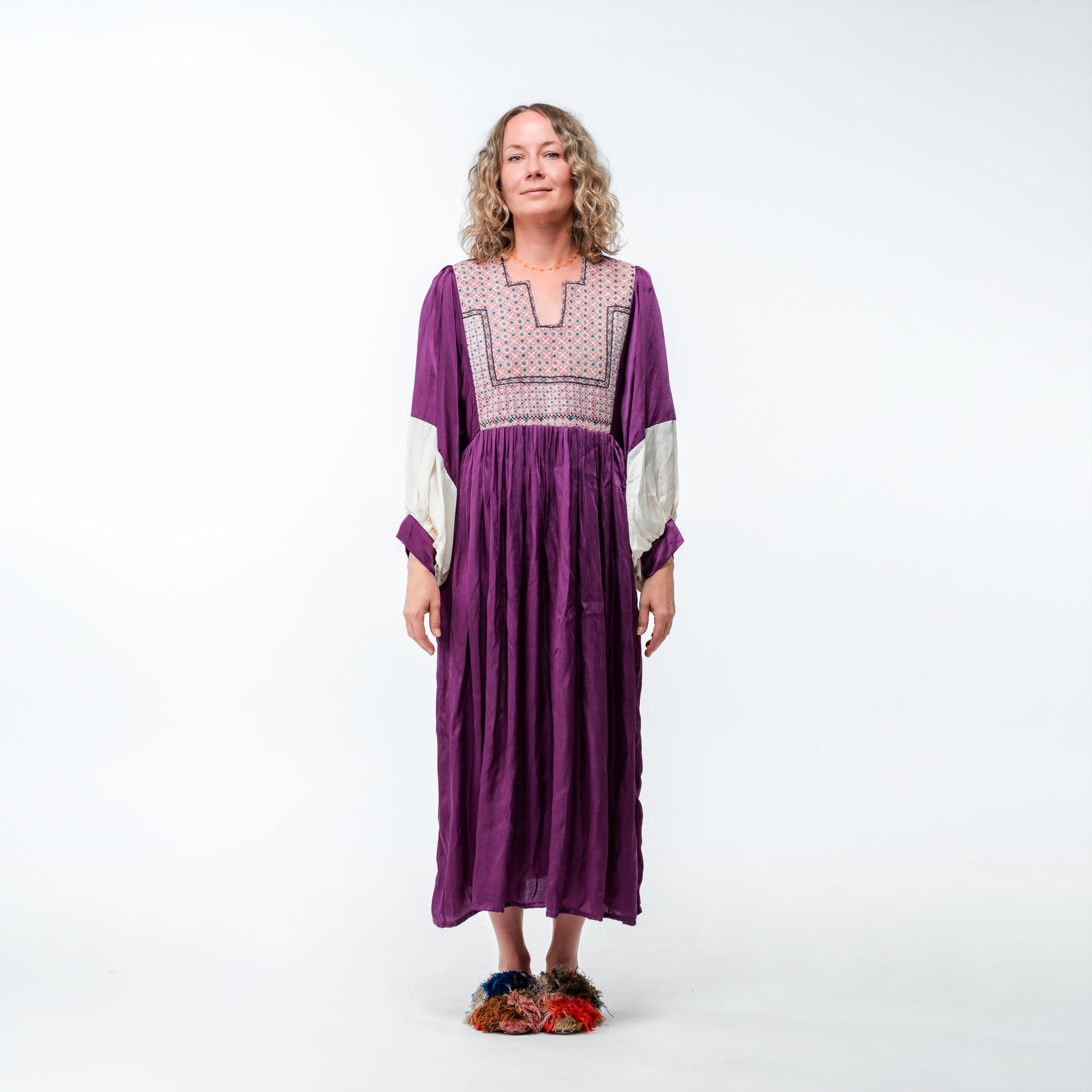 Vintage Bibbed Purple Satin Maxi 3