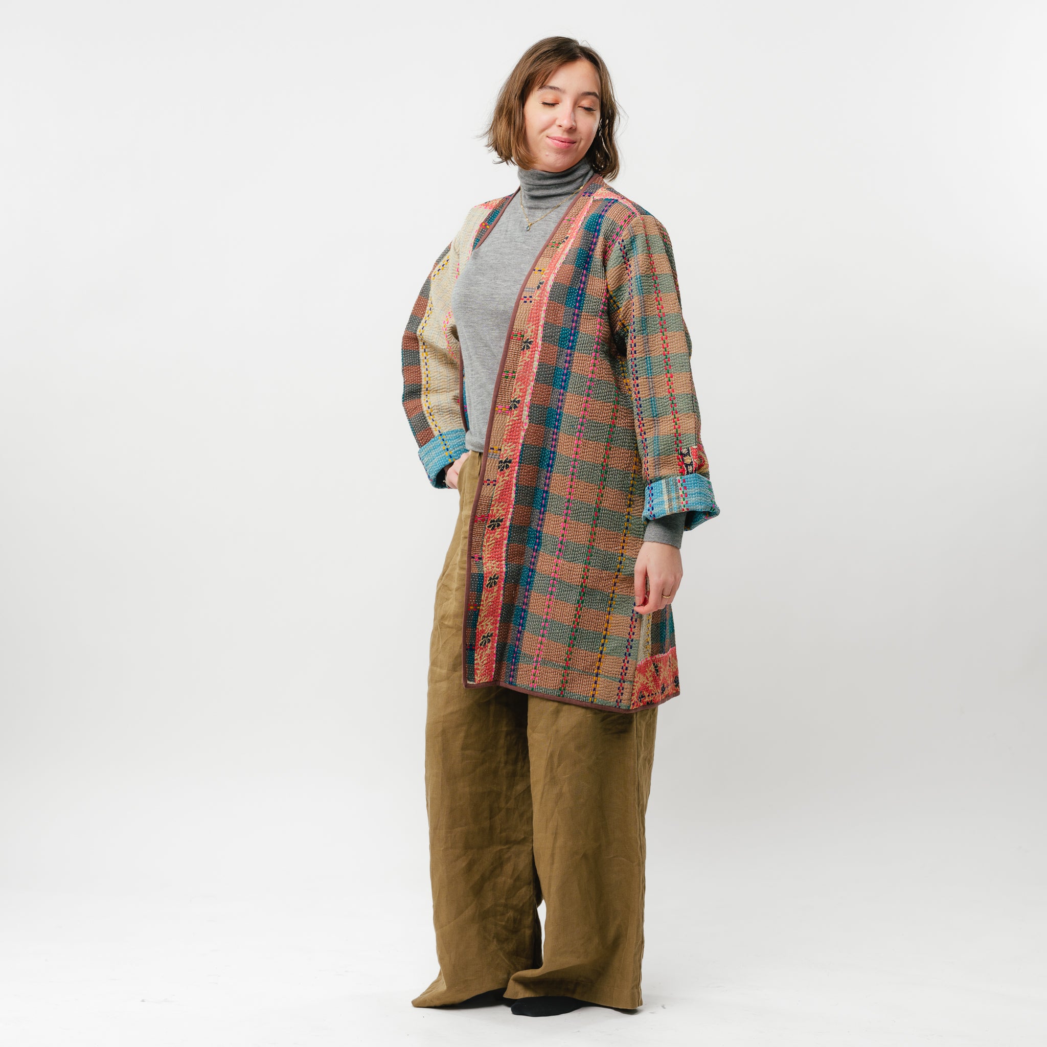 Vintage Kantha Coat Long-5