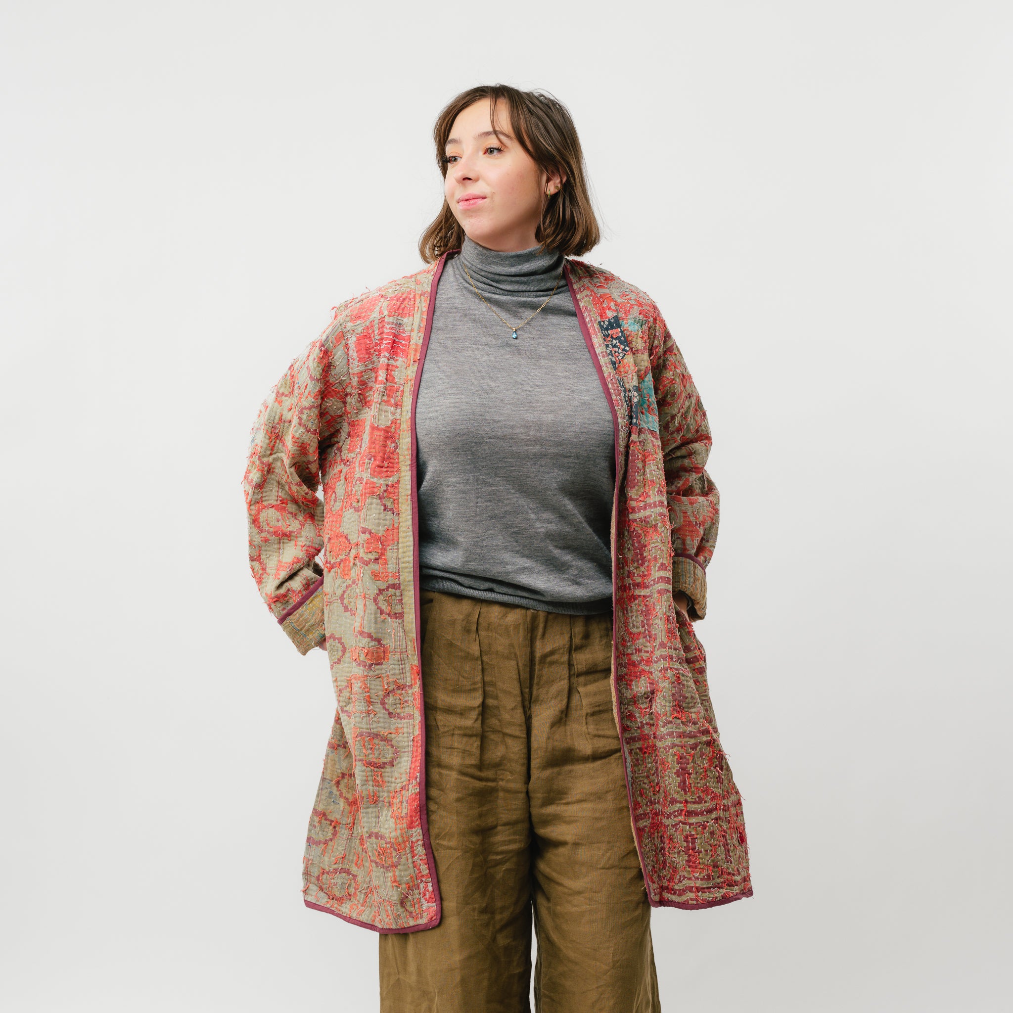 Vintage Kantha Coat Long-6