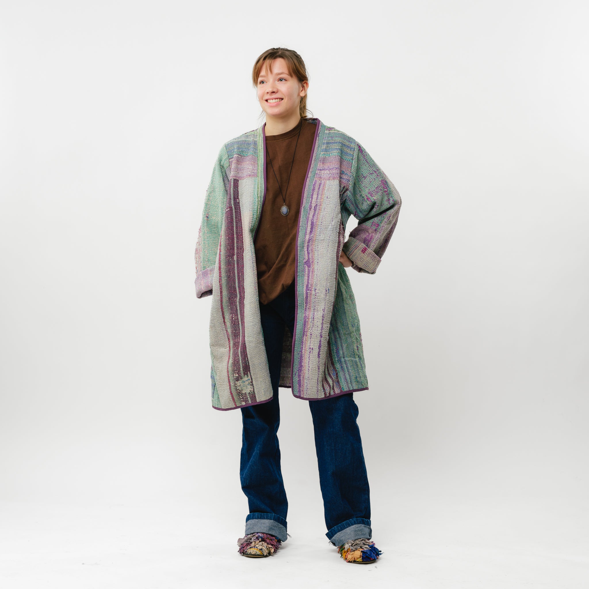 Vintage Kantha Coat Long-7