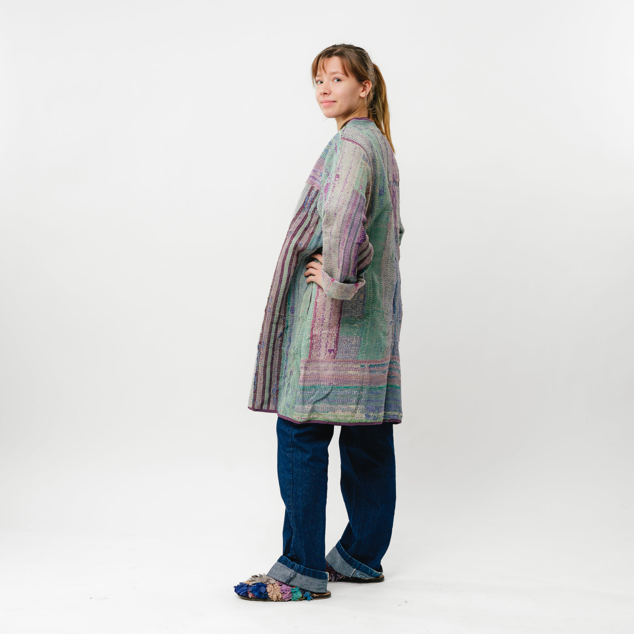 Vintage Kantha Coat Long-7