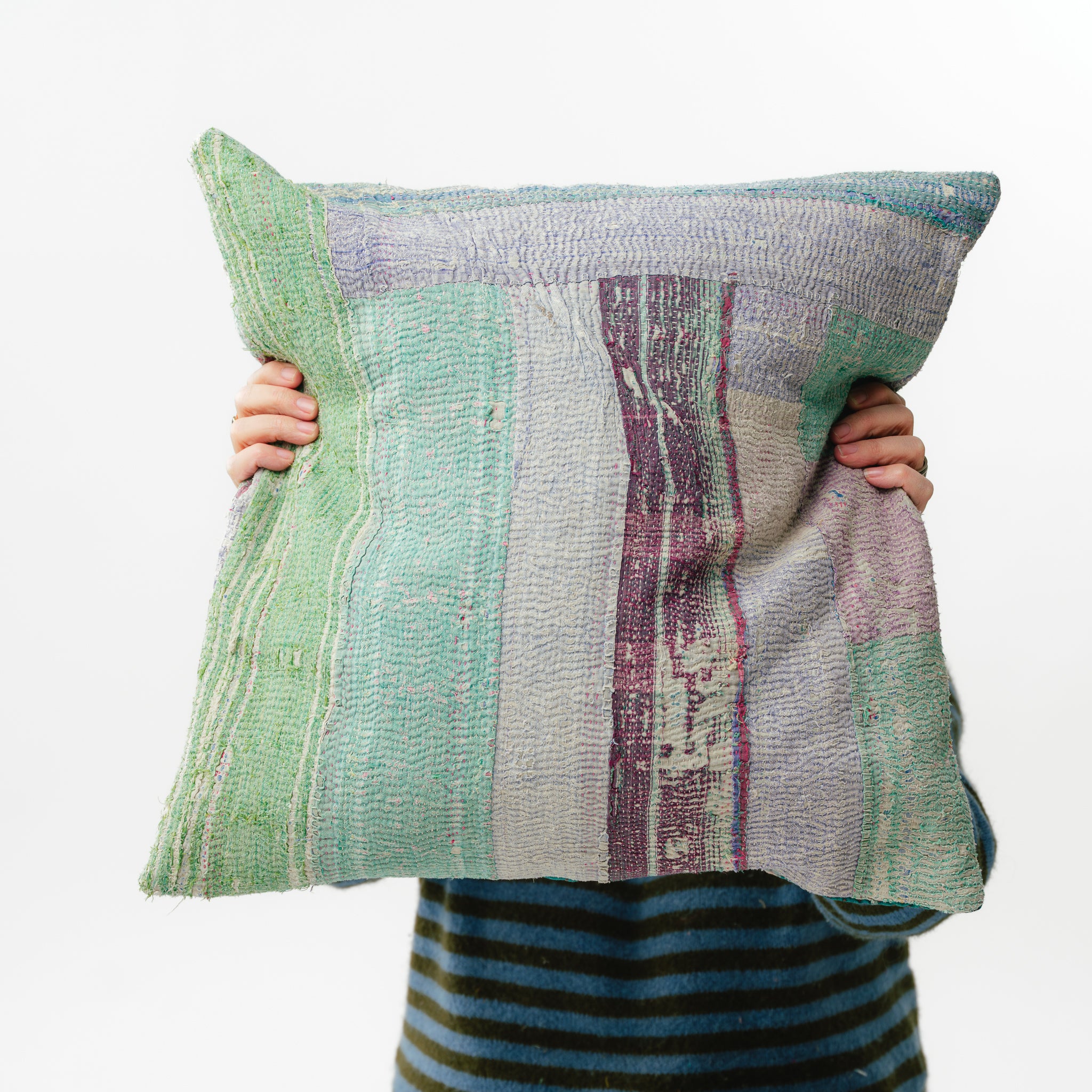 Vintage Kantha Square Pillow- 3