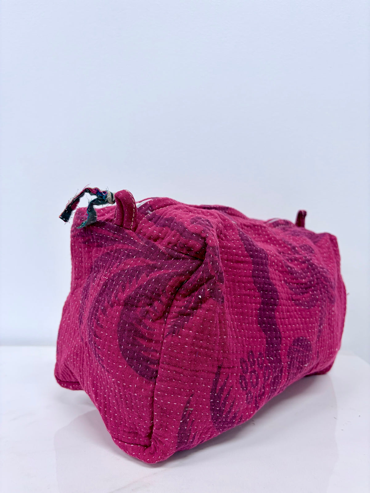 Vintage Kantha Toiletry Pouch Red Palm