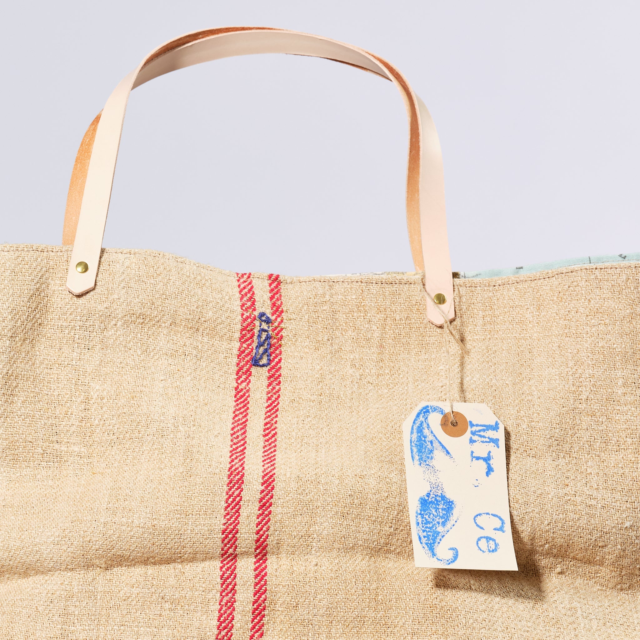 Vintage Linen Small Tote- Lighthouse 