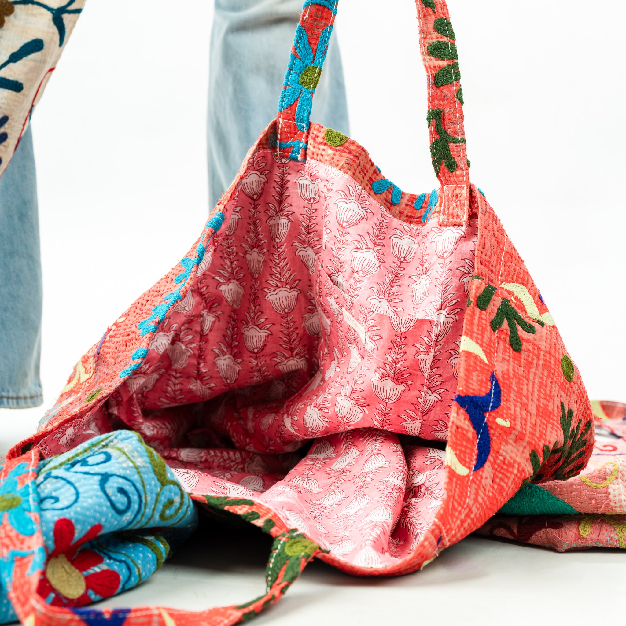 Vintage Suzani Embroidered Beach Bag