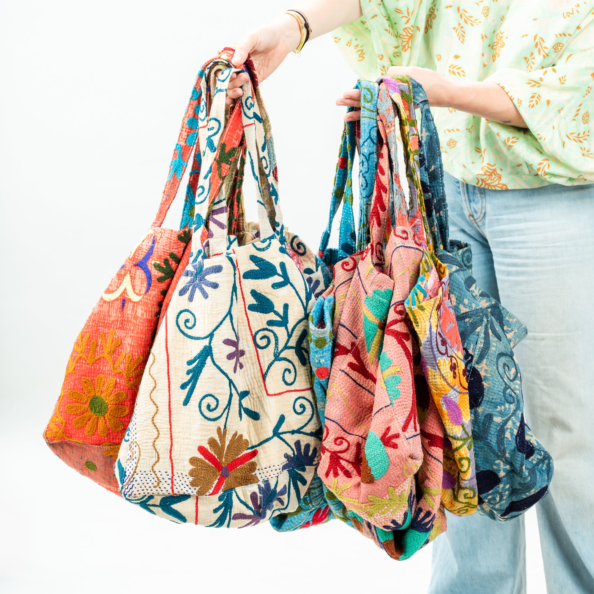 Vintage Suzani Embroidered Beach Bag