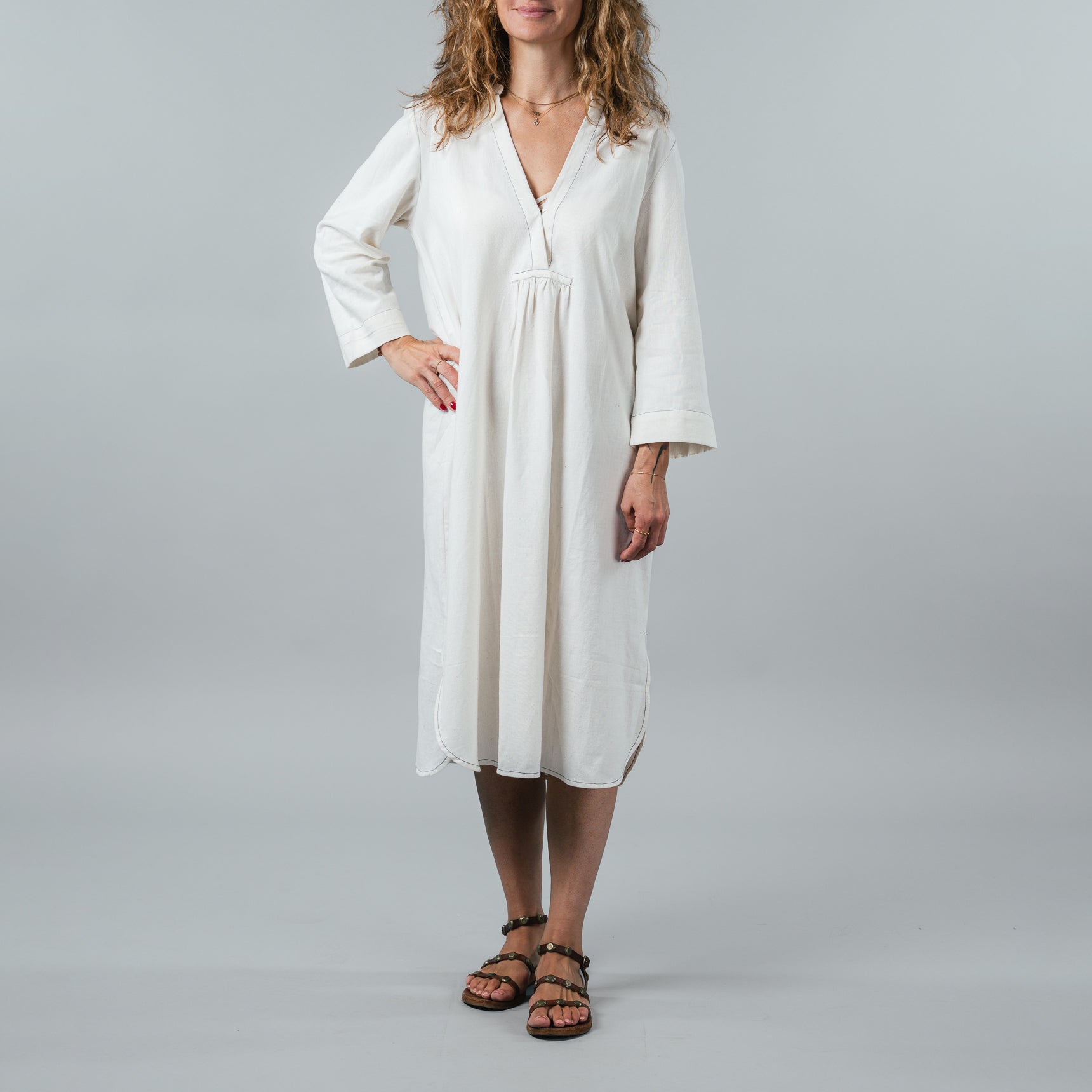 White Khadi Day Dress