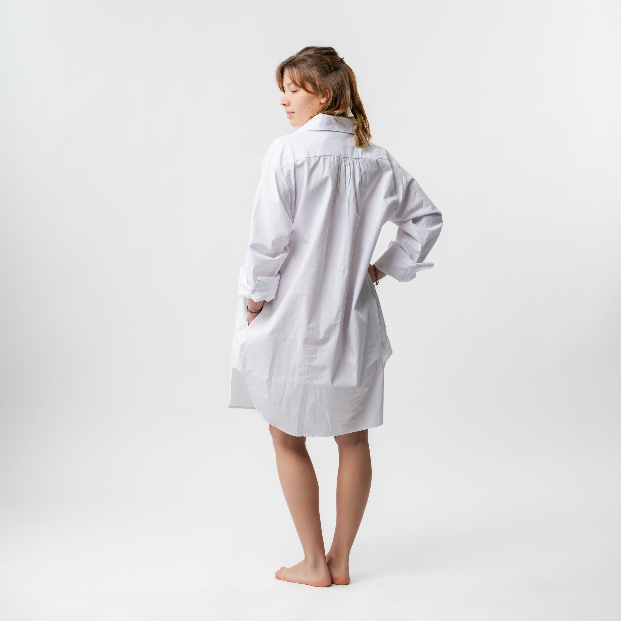 Embroidered White Shirt Dress