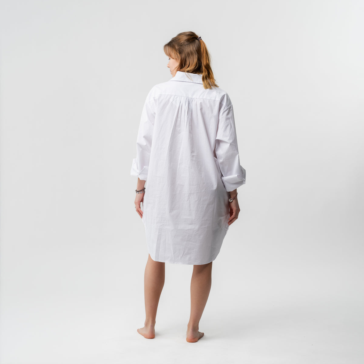 Embroidered White Shirt Dress