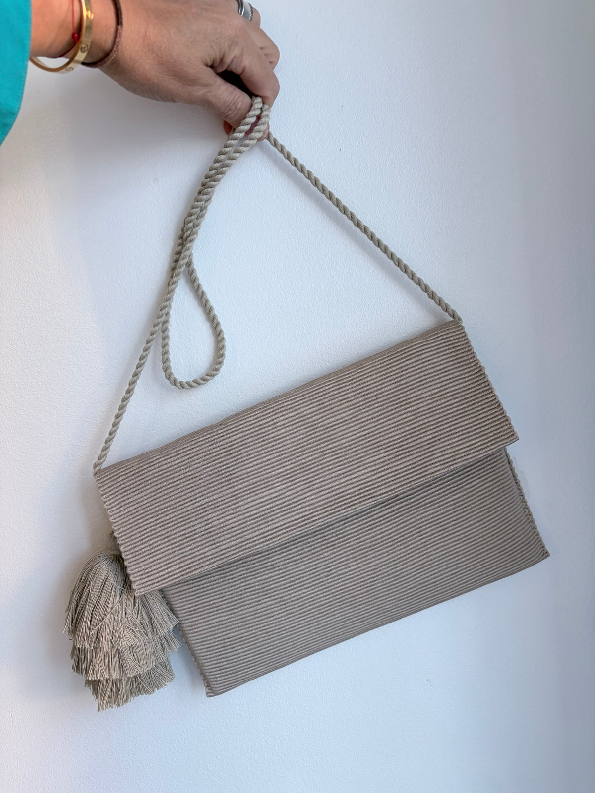 Peruvian Large Hand Woven Hand Clutch with Pompom